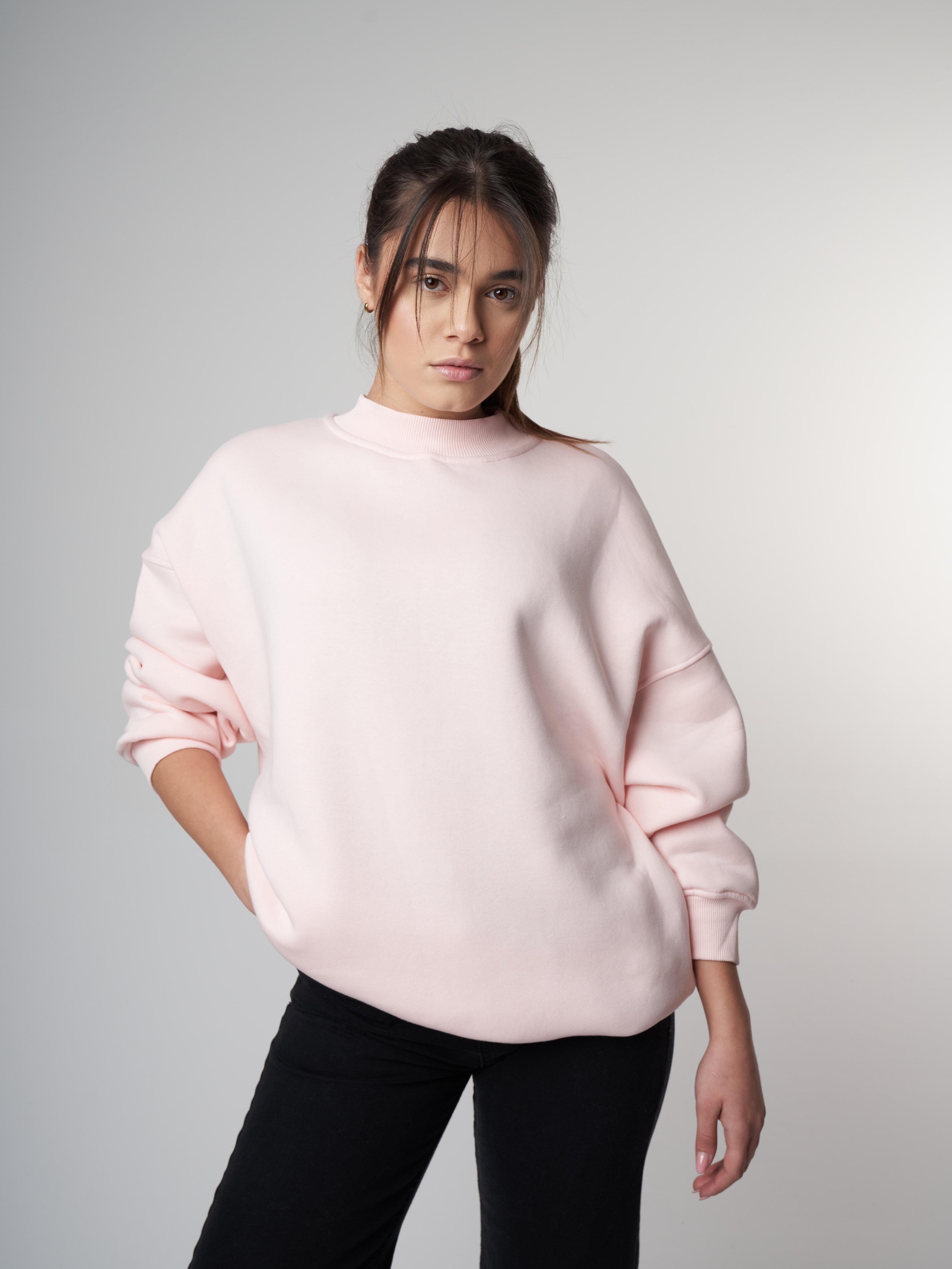 Basic Şardonlu Sweatshirt Toz Pembe