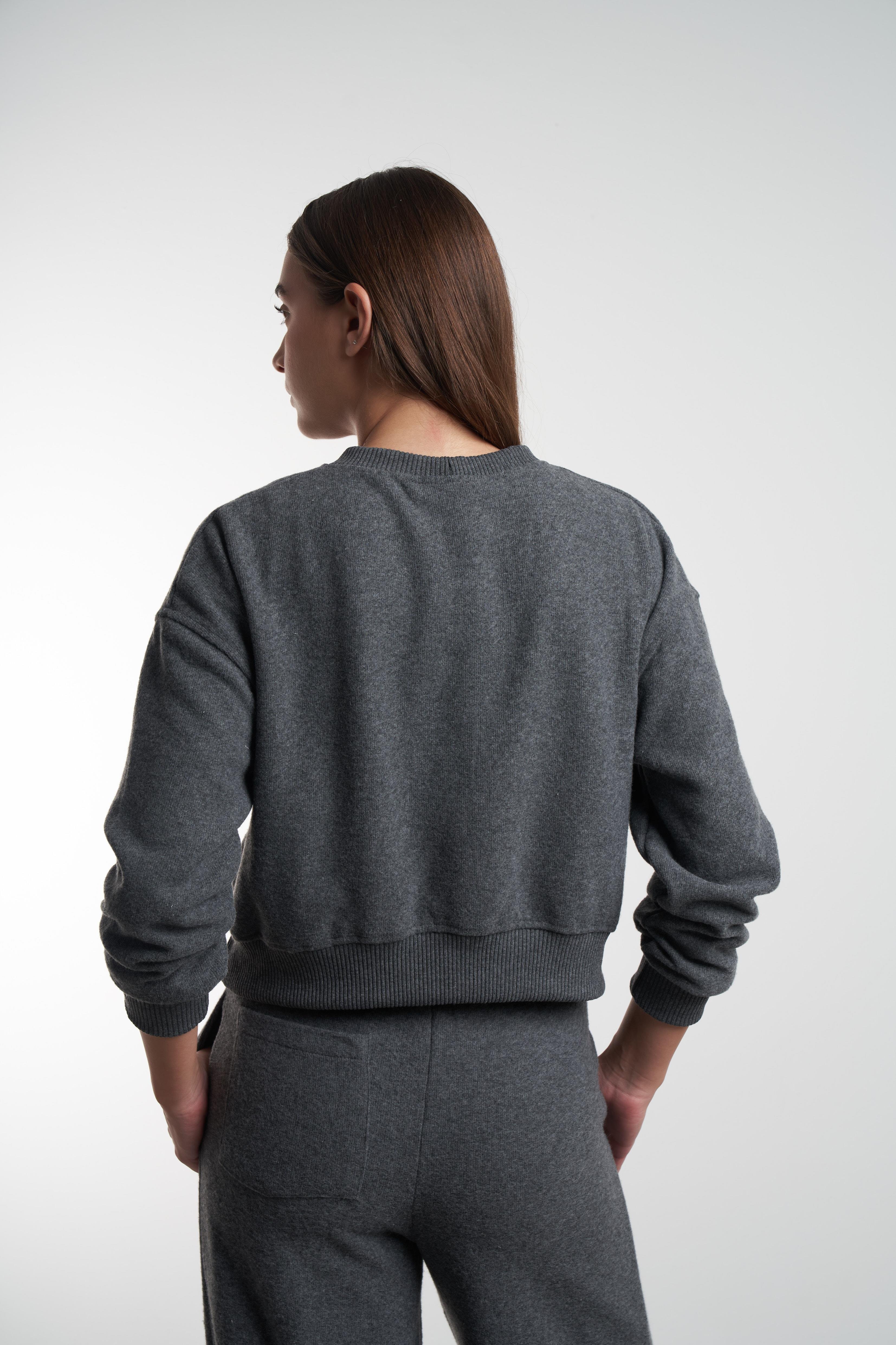 Basic Triko Sweatshirt Antrasit