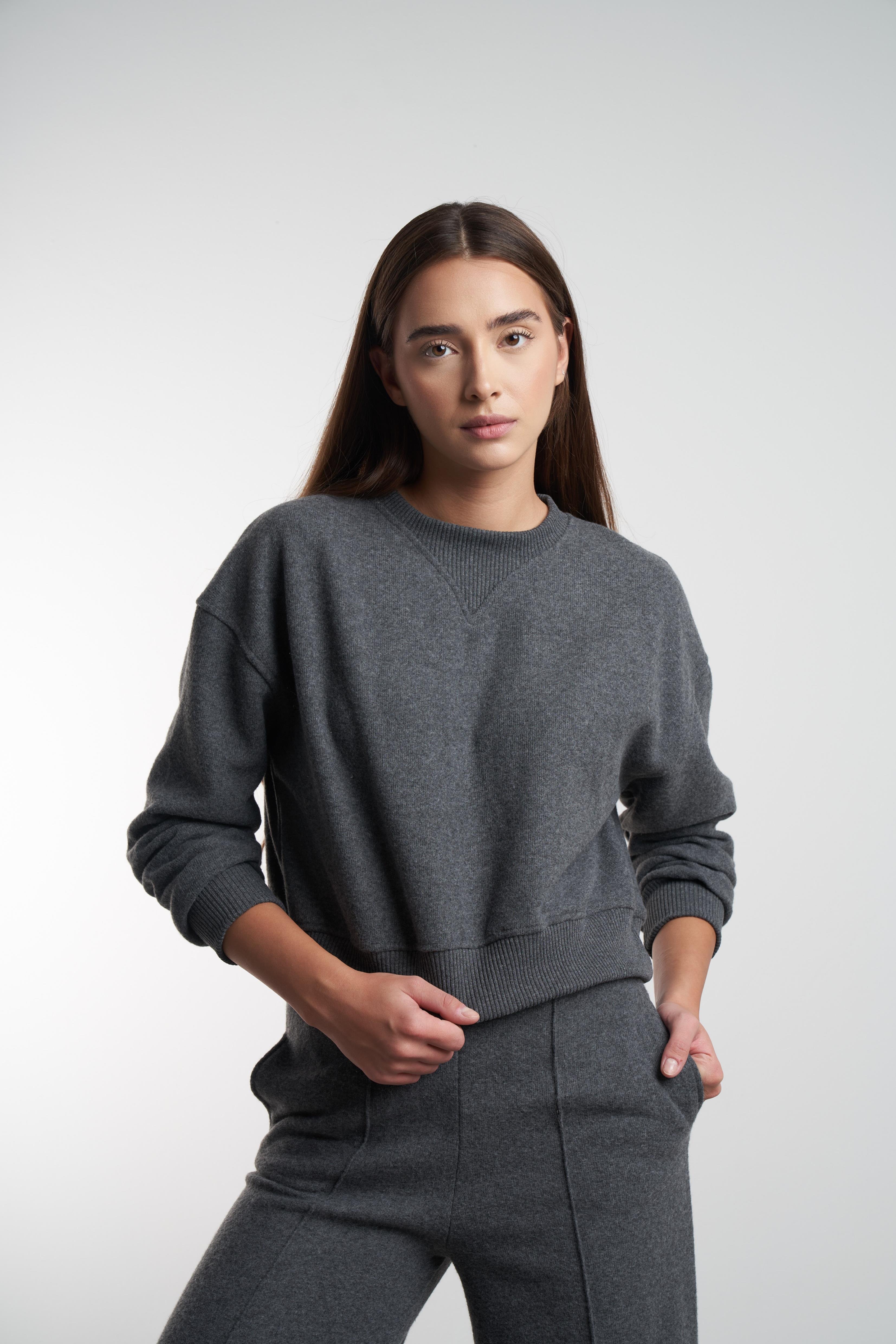 Basic Triko Sweatshirt Antrasit