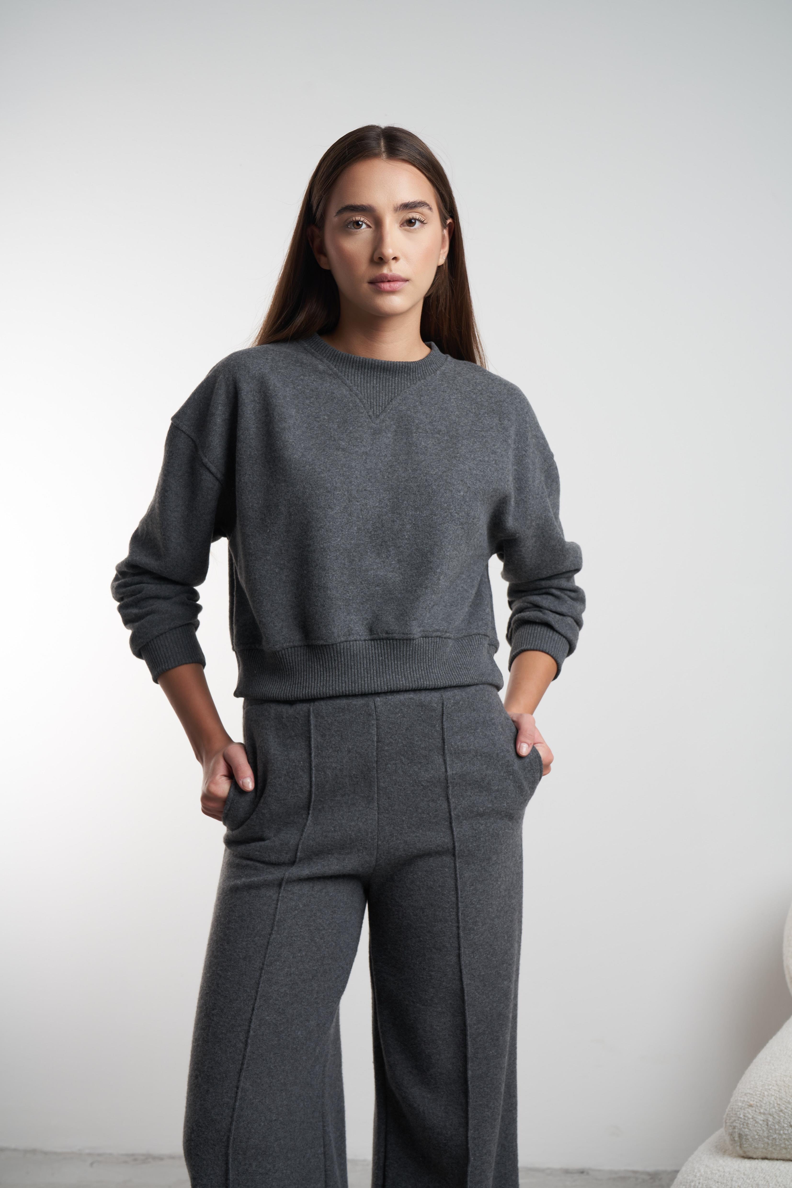 Basic Triko Sweatshirt Antrasit