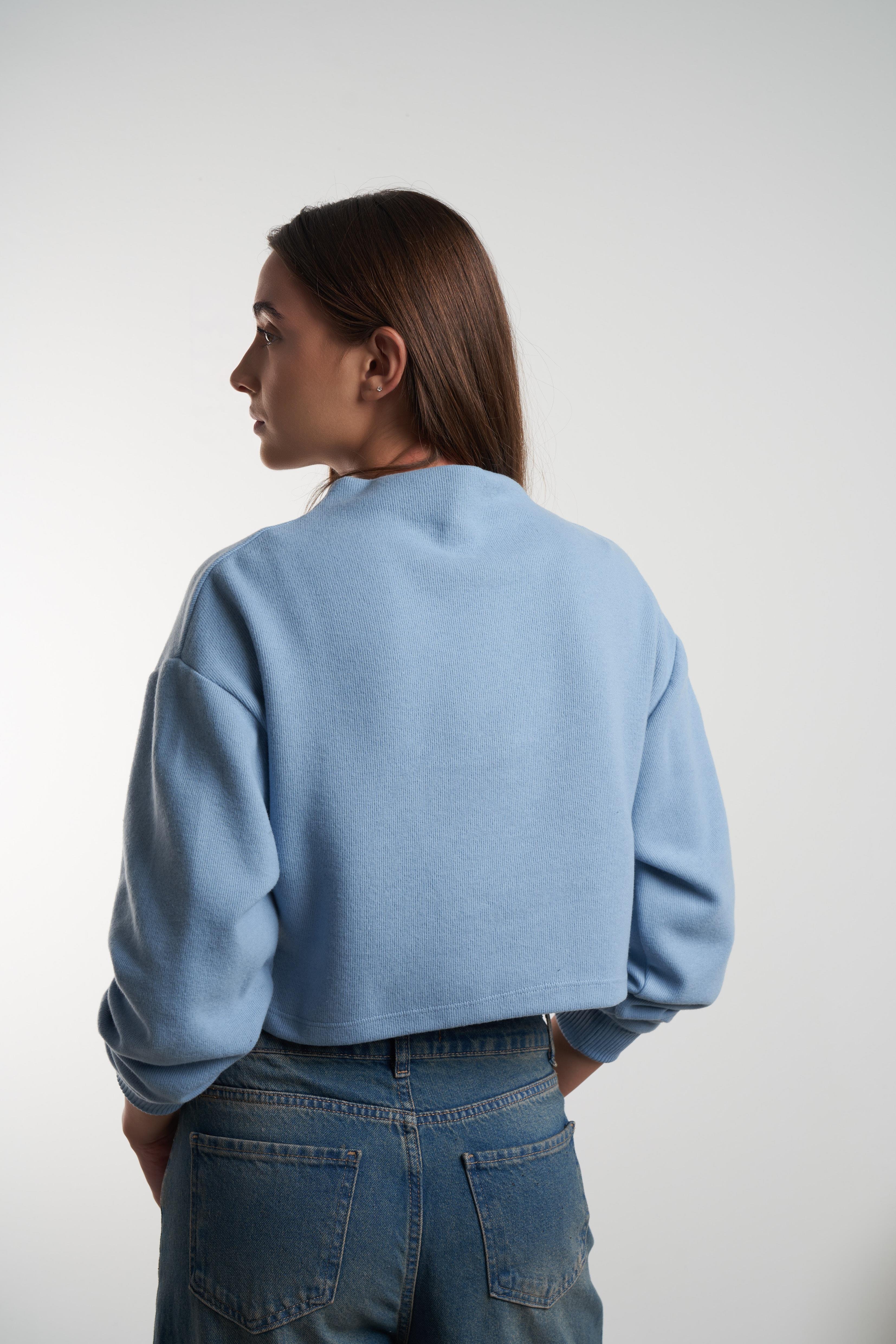 Basic Triko Sweatshirt Prada Mavi