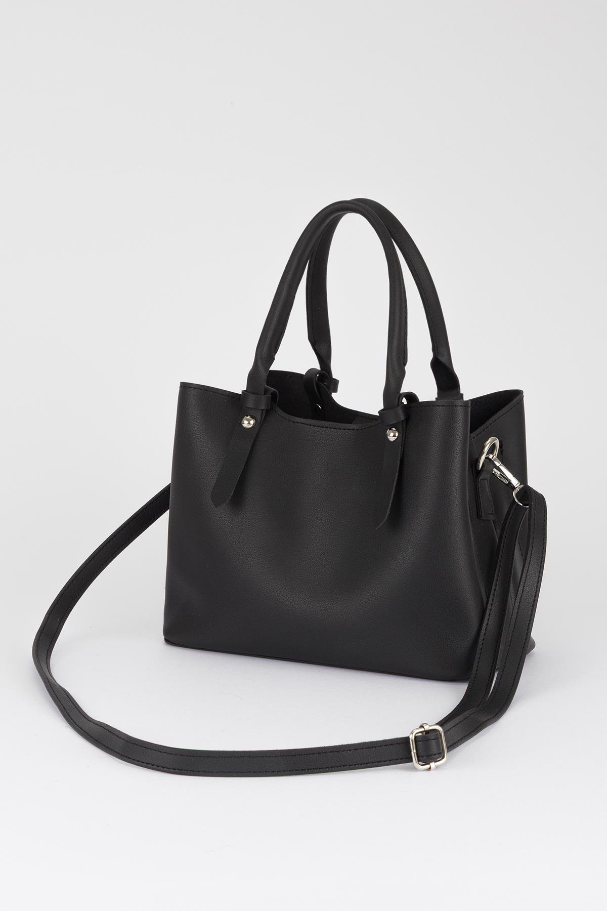 Basic Üç Gözlü Çapraz Çanta Siyah