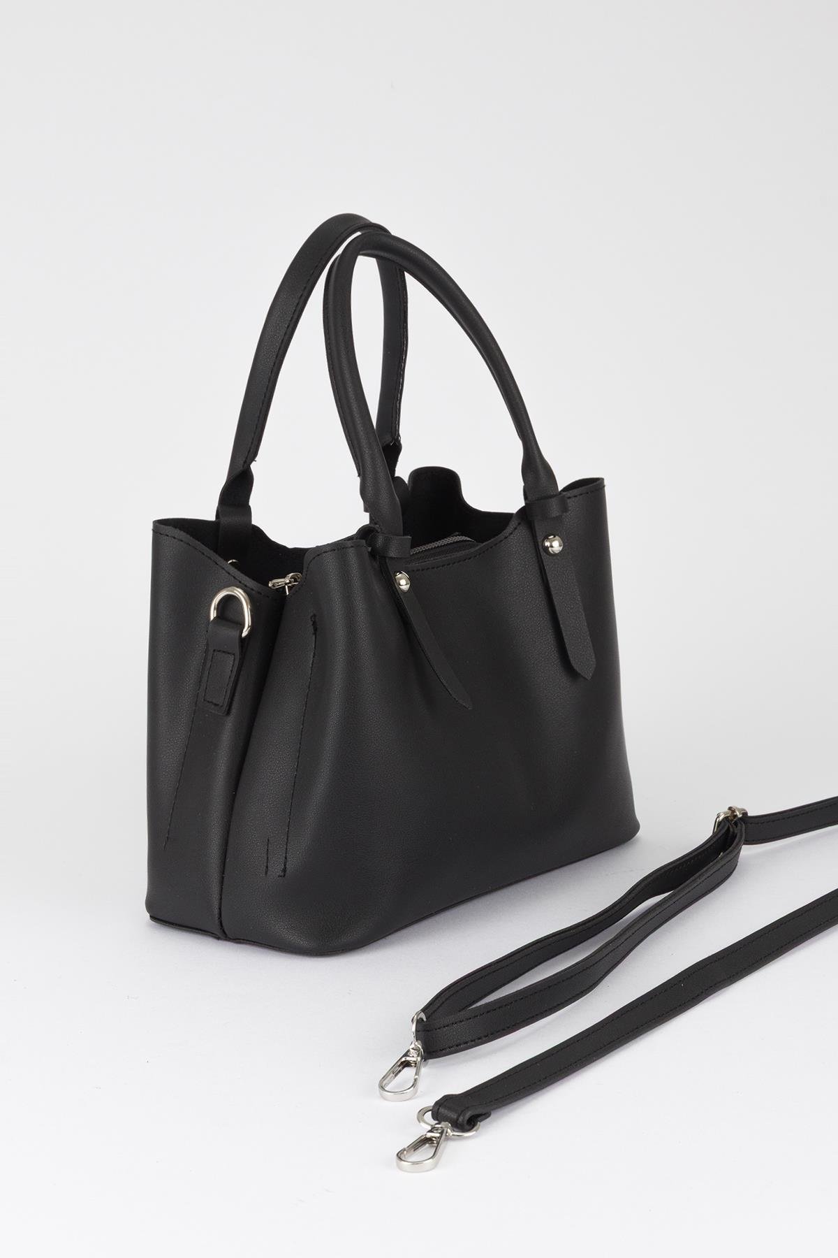 Basic Üç Gözlü Çapraz Çanta Siyah