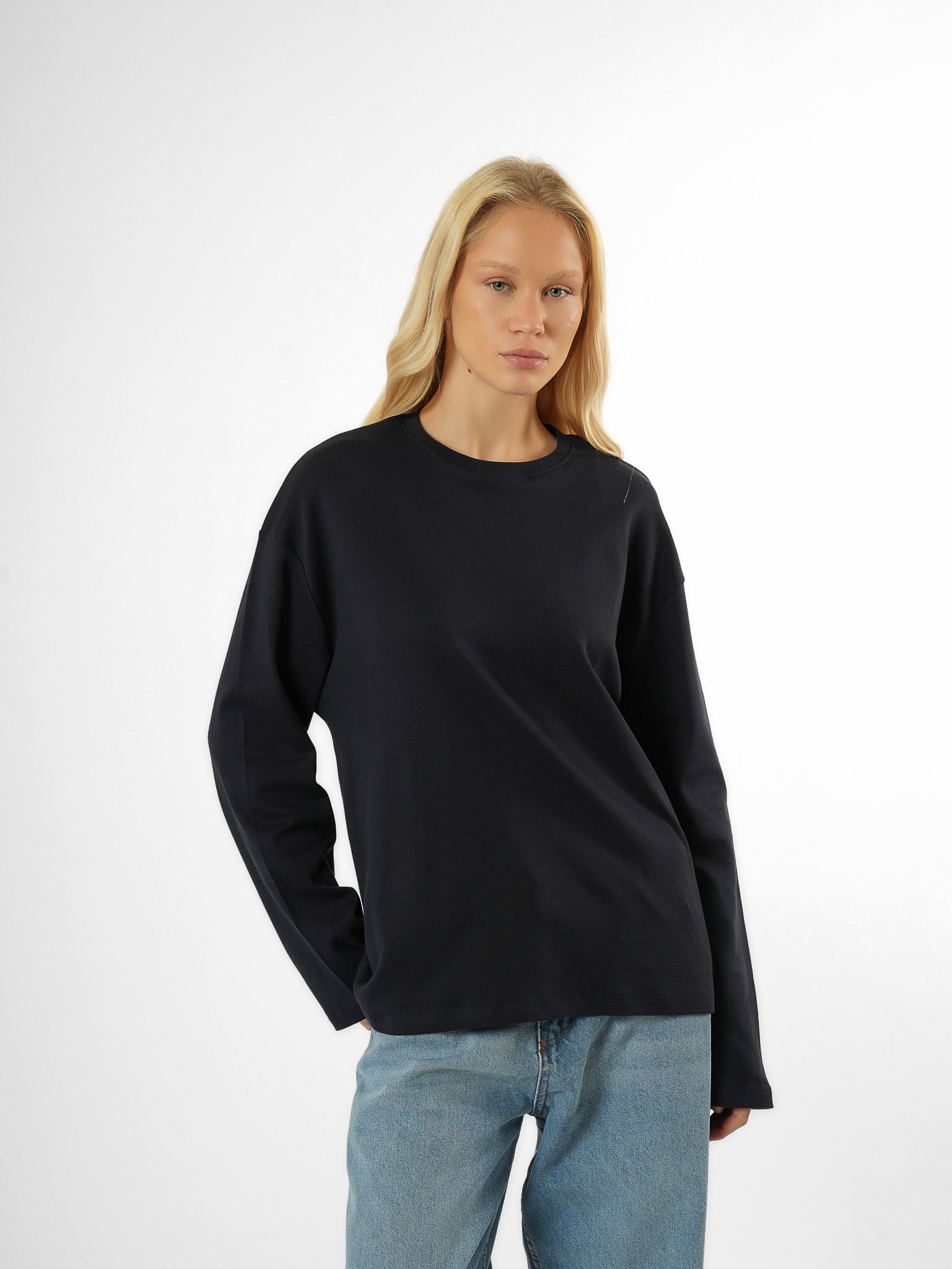 Basic Uzun Kol T-shirt Lacivert