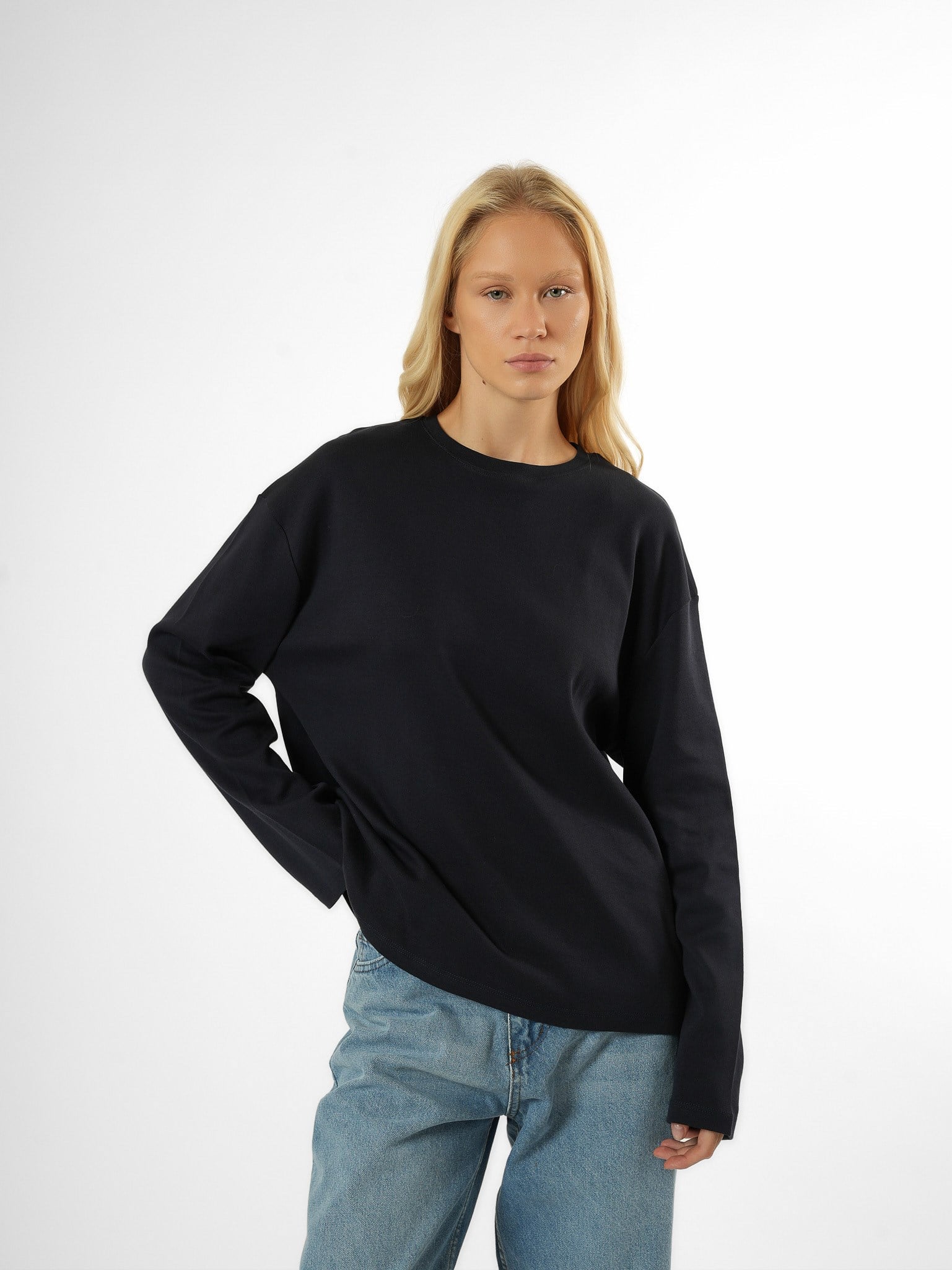 Basic Uzun Kol T-shirt Lacivert