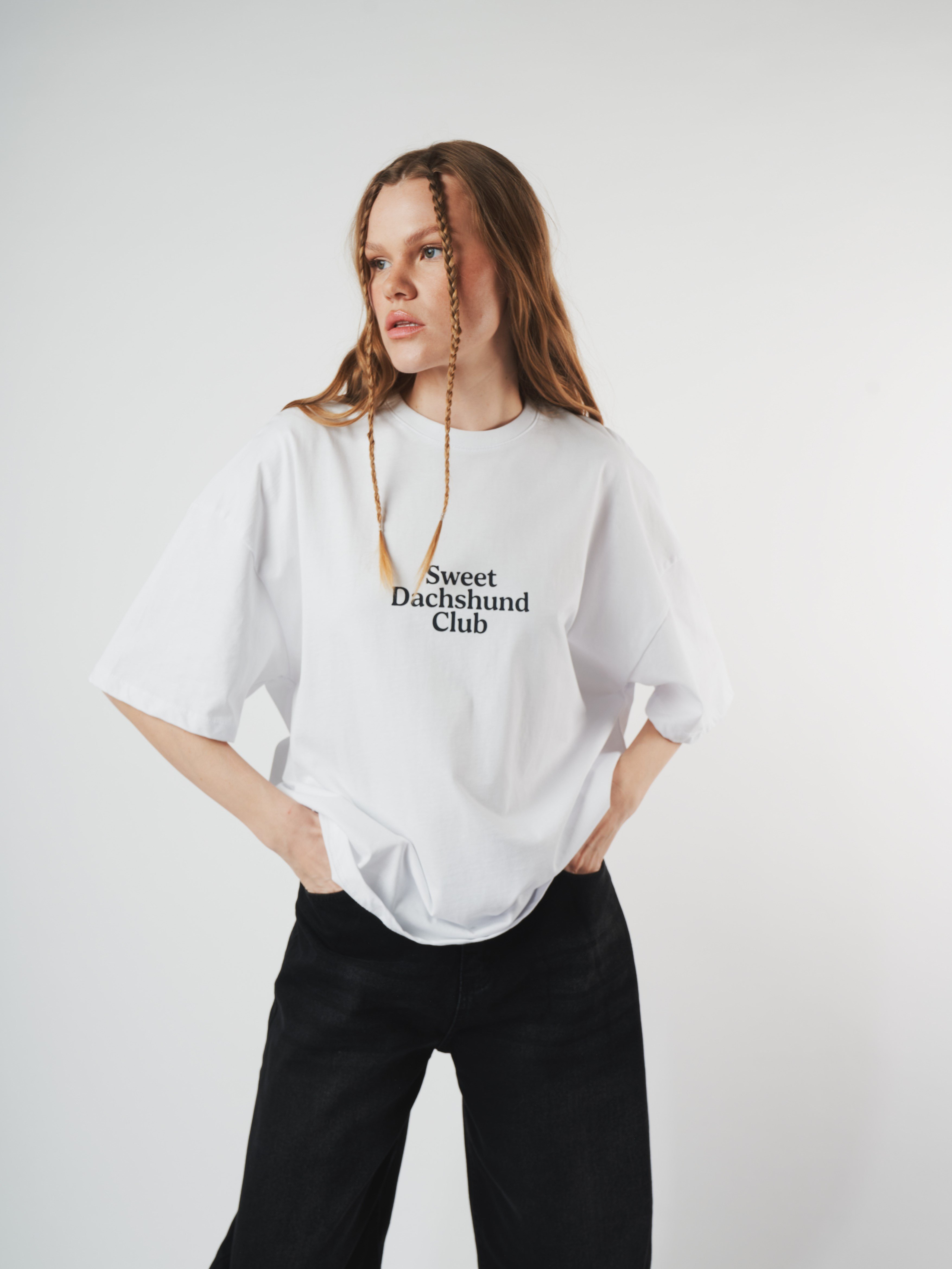 Baskılı Kısa Kol Oversize T-shirt Beyaz