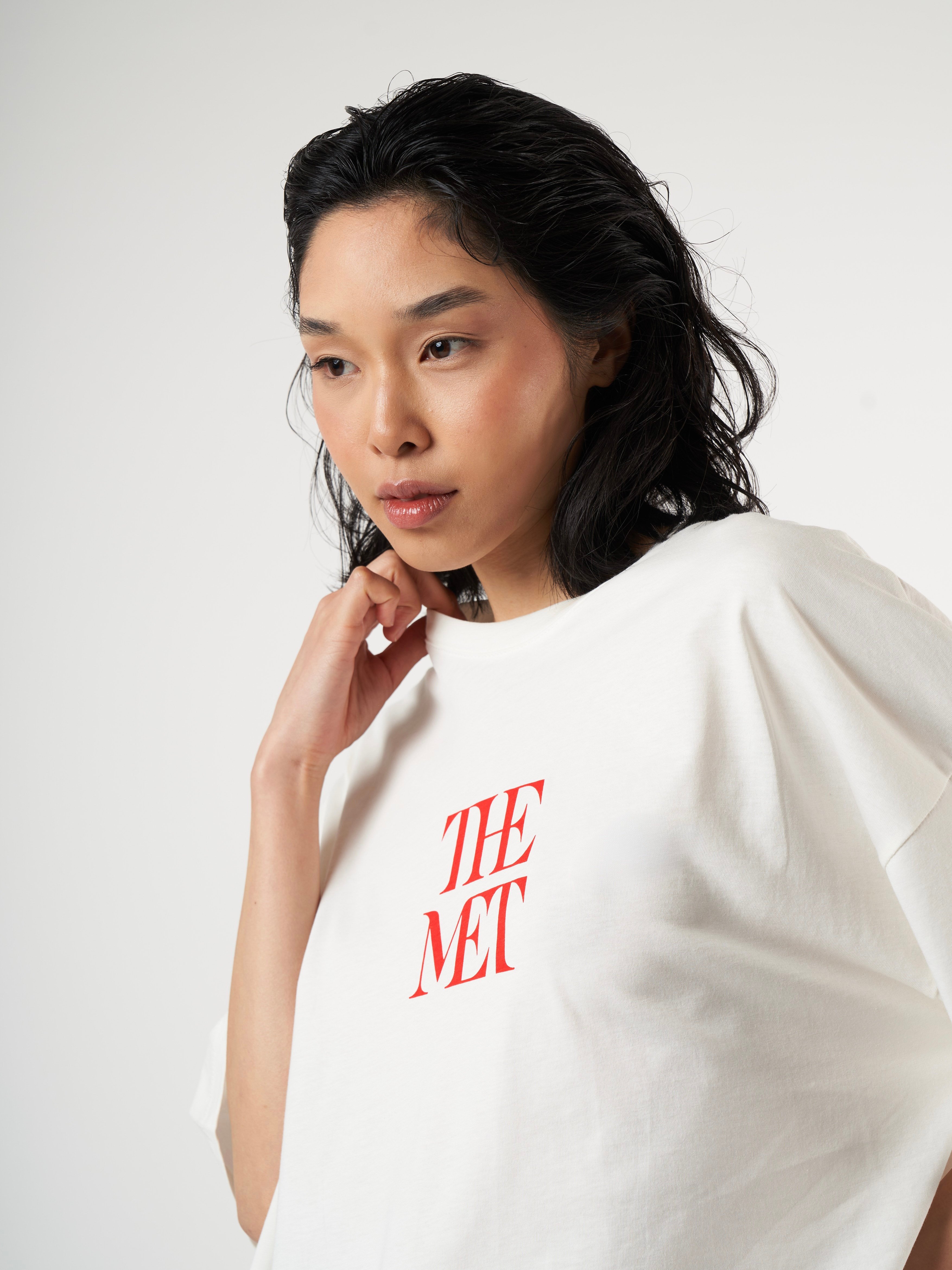 Baskılı Kısa Kol Oversize T-shirt Ekru
