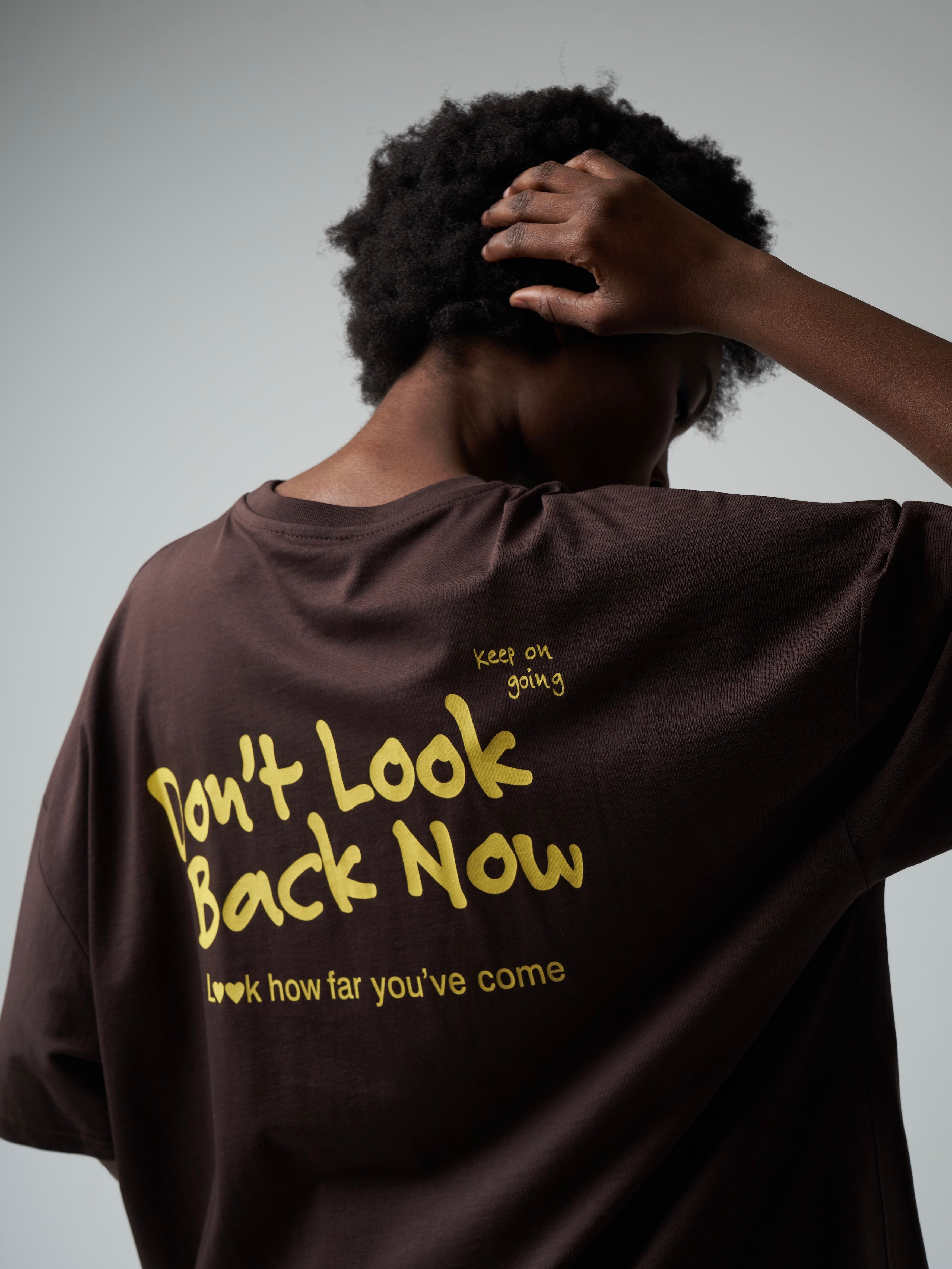 Baskılı Kısa Kol Oversize T-shirt Kahve