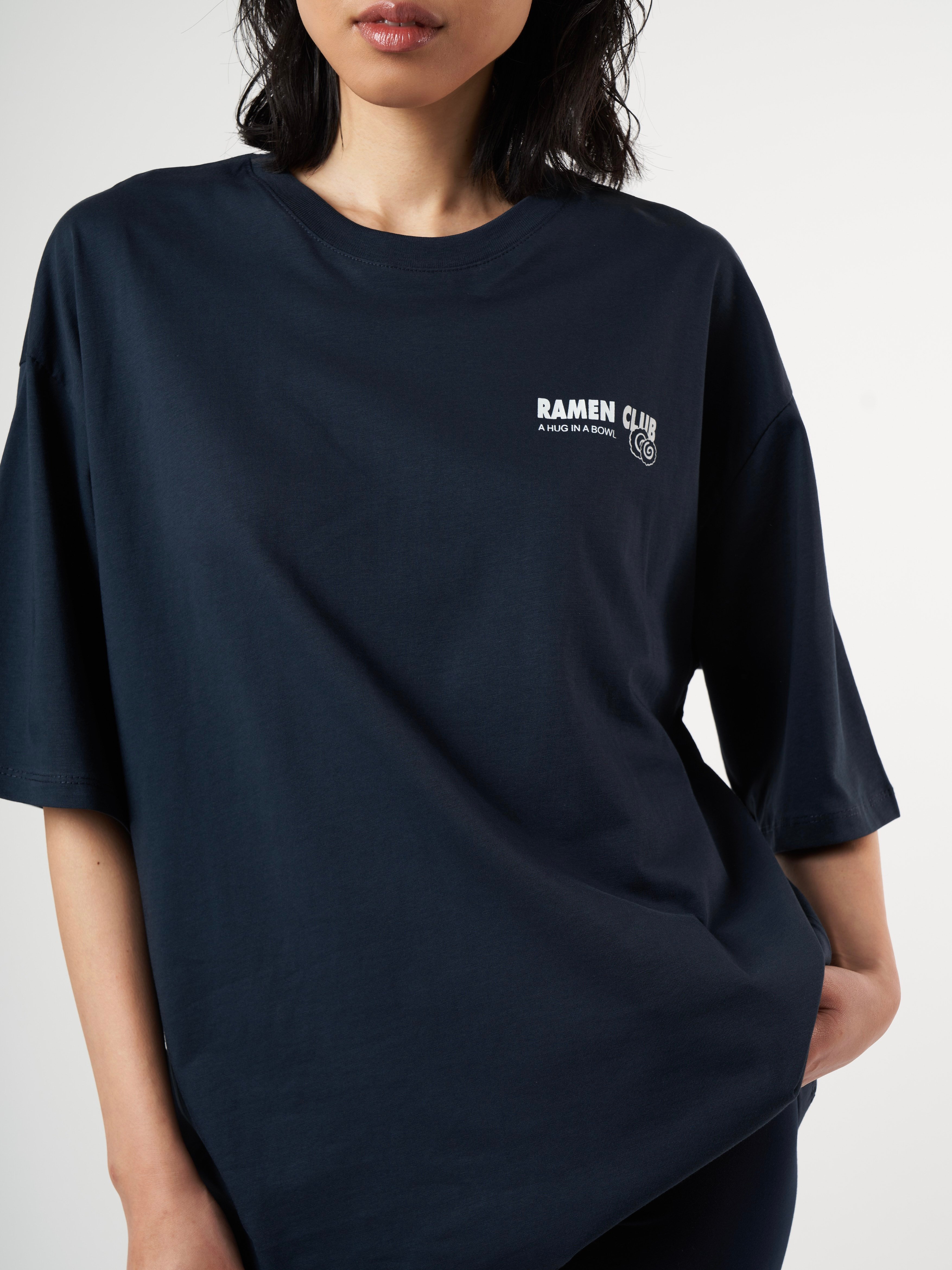 Baskılı Kısa Kol Oversize T-shirt Lacivert
