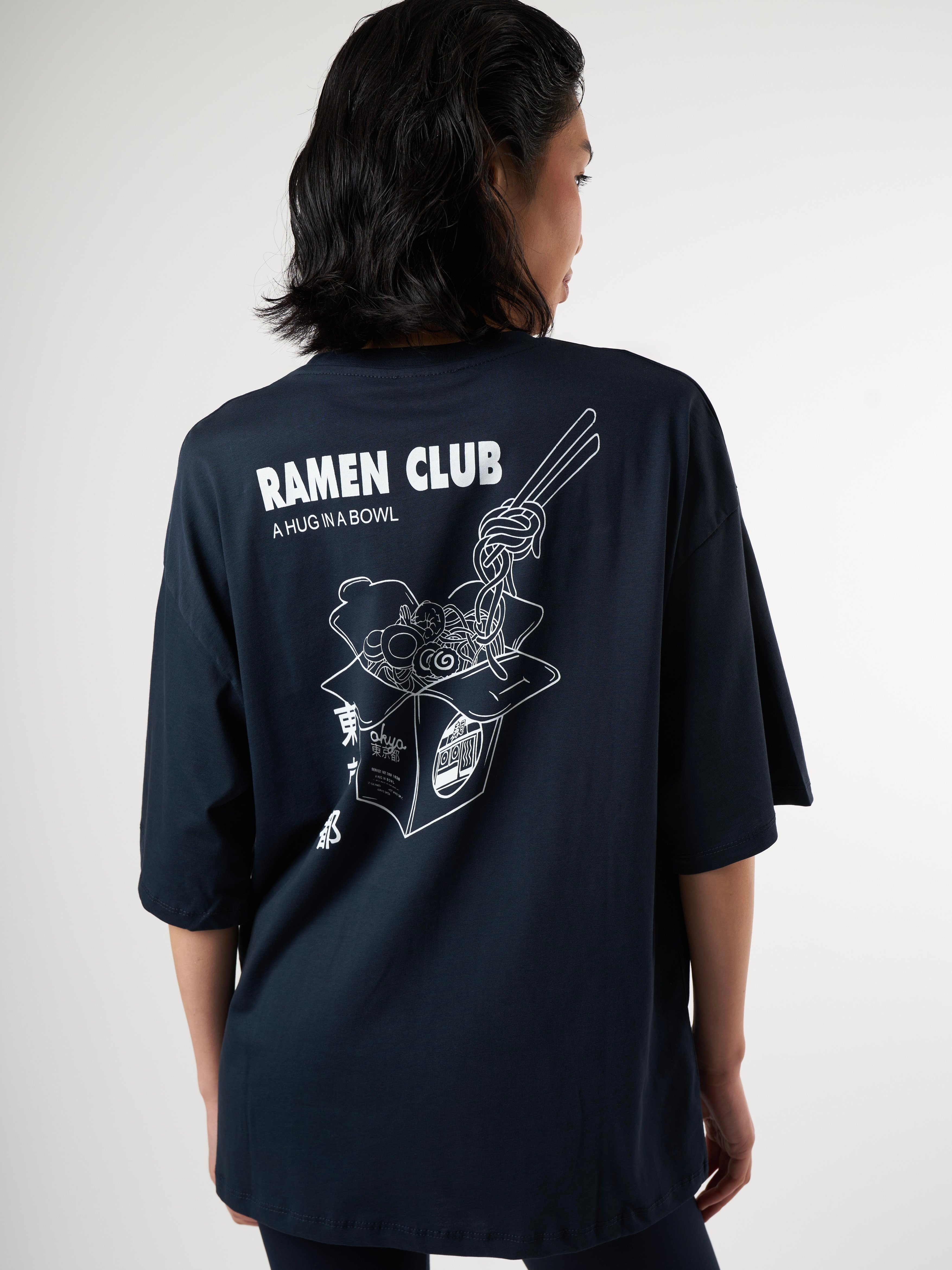 Baskılı Kısa Kol Oversize T-shirt Lacivert
