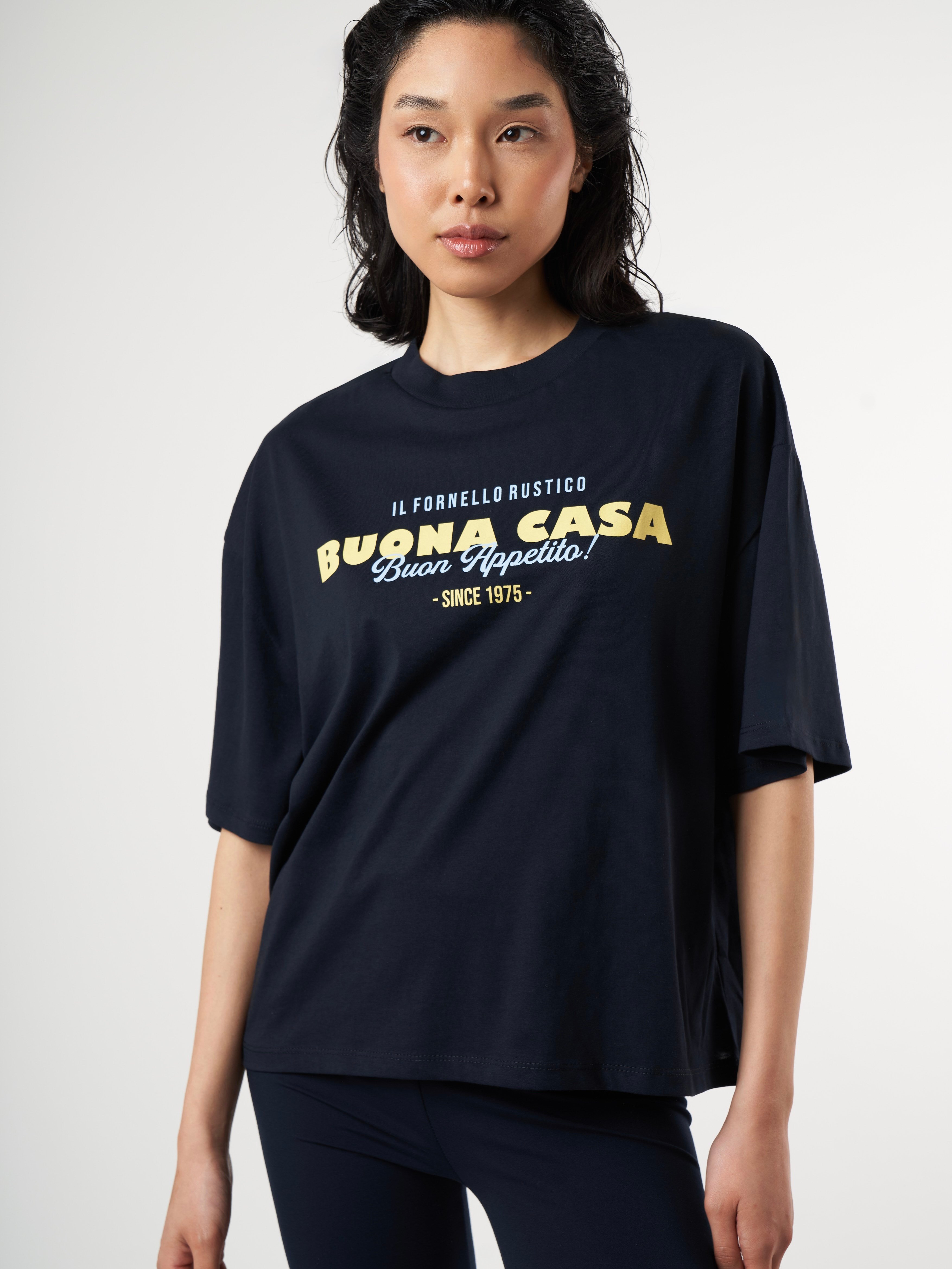 Baskılı Kısa Kol Oversize T-shirt Lacivert