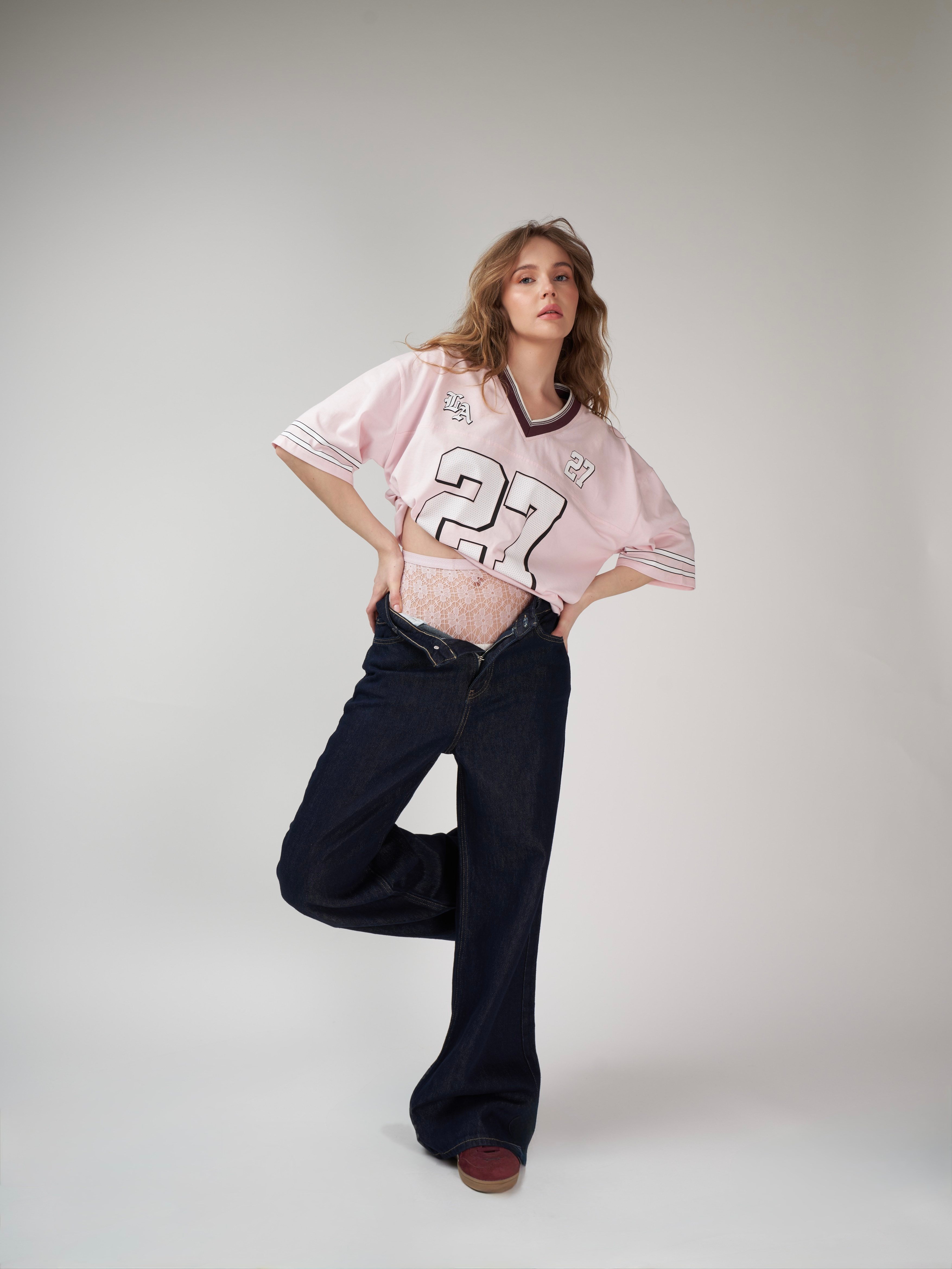 Baskılı Kısa Kol Oversize T-shirt Toz Pembe