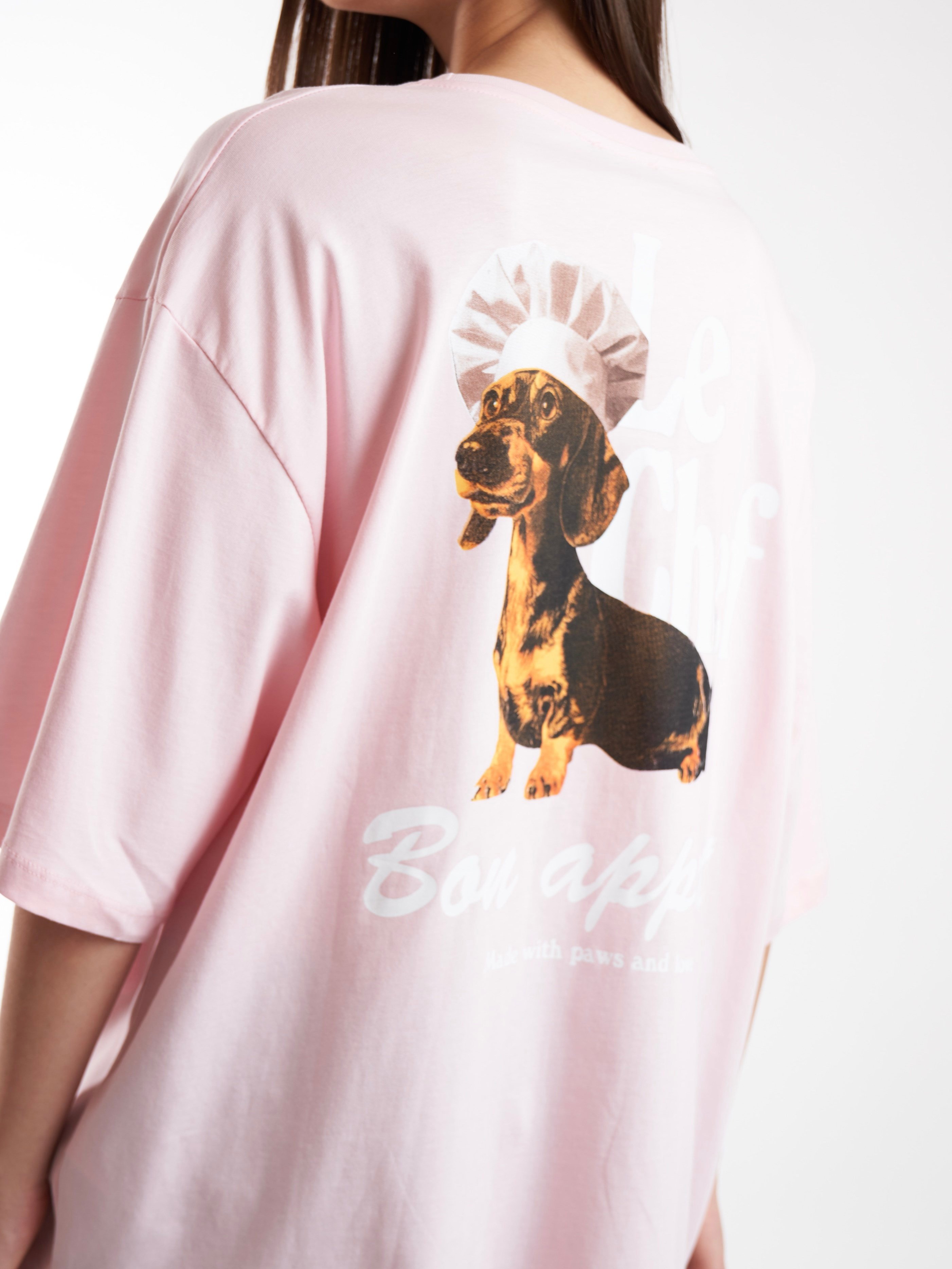 Baskılı Kısa Kol Oversize T-shirt Toz Pembe