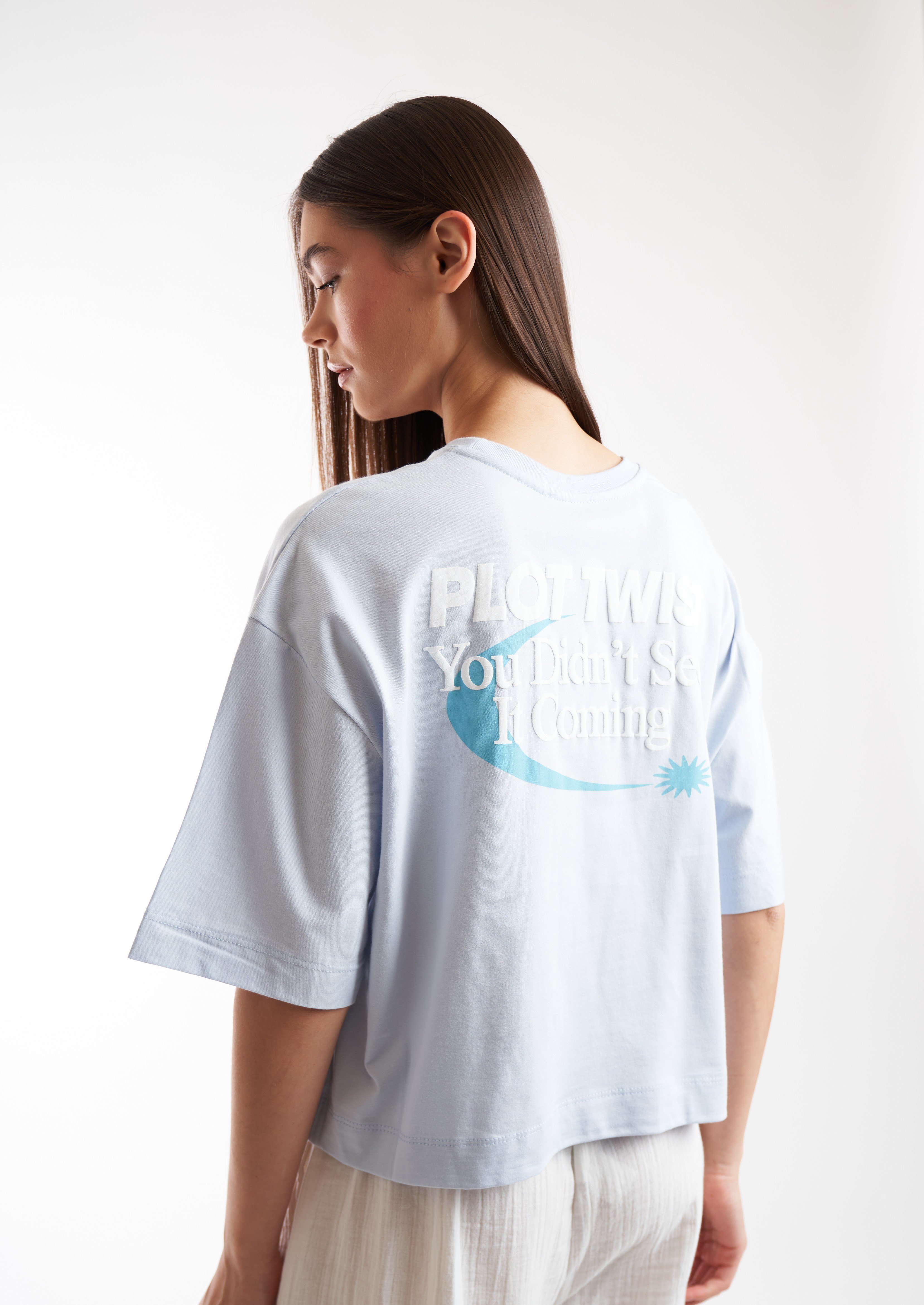 Baskılı Kısa Kol T-shirt Bebe Mavi