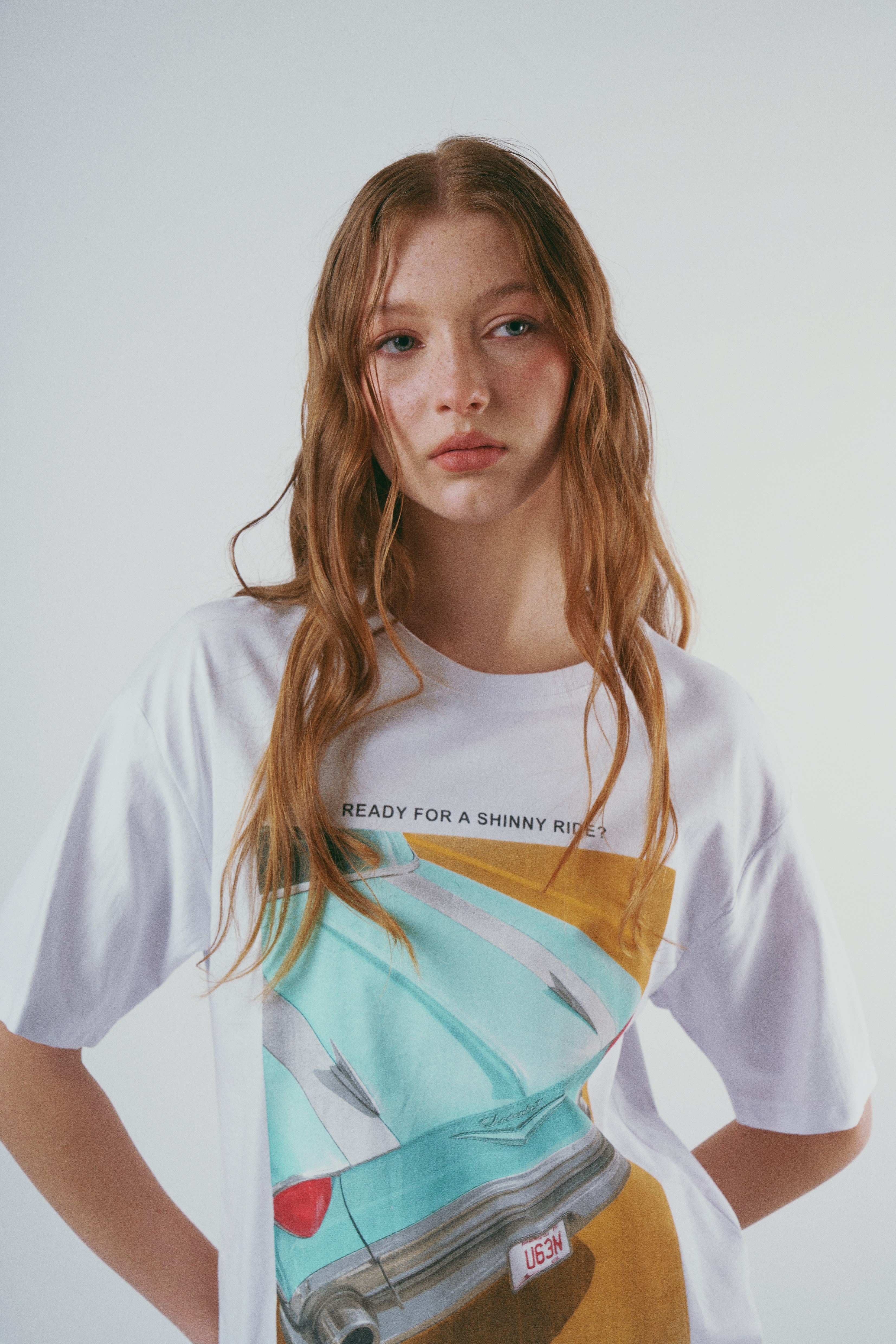 Baskılı Kısa Kol T-shirt Beyaz