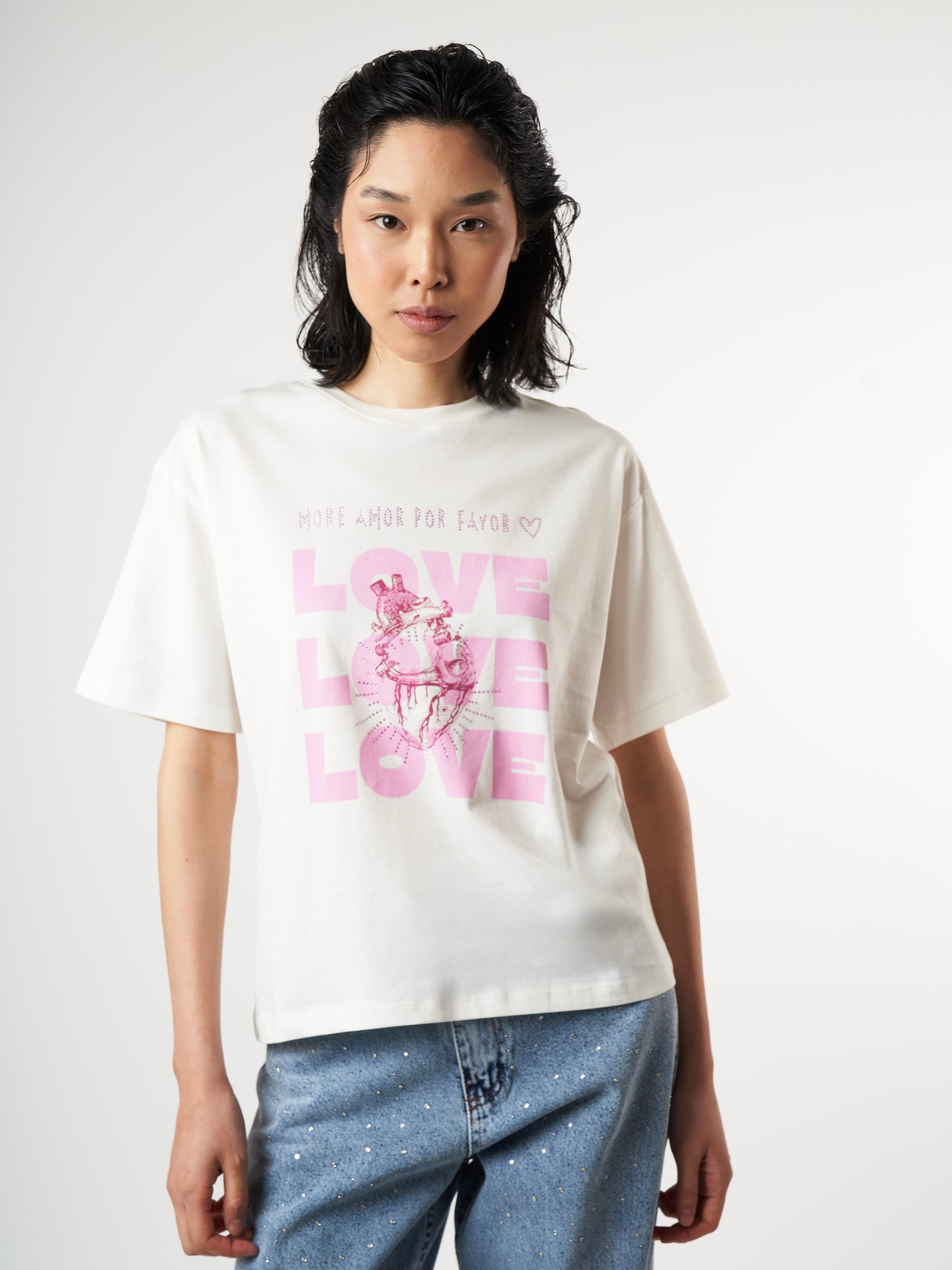 Baskılı Kısa Kol T-shirt Ekru