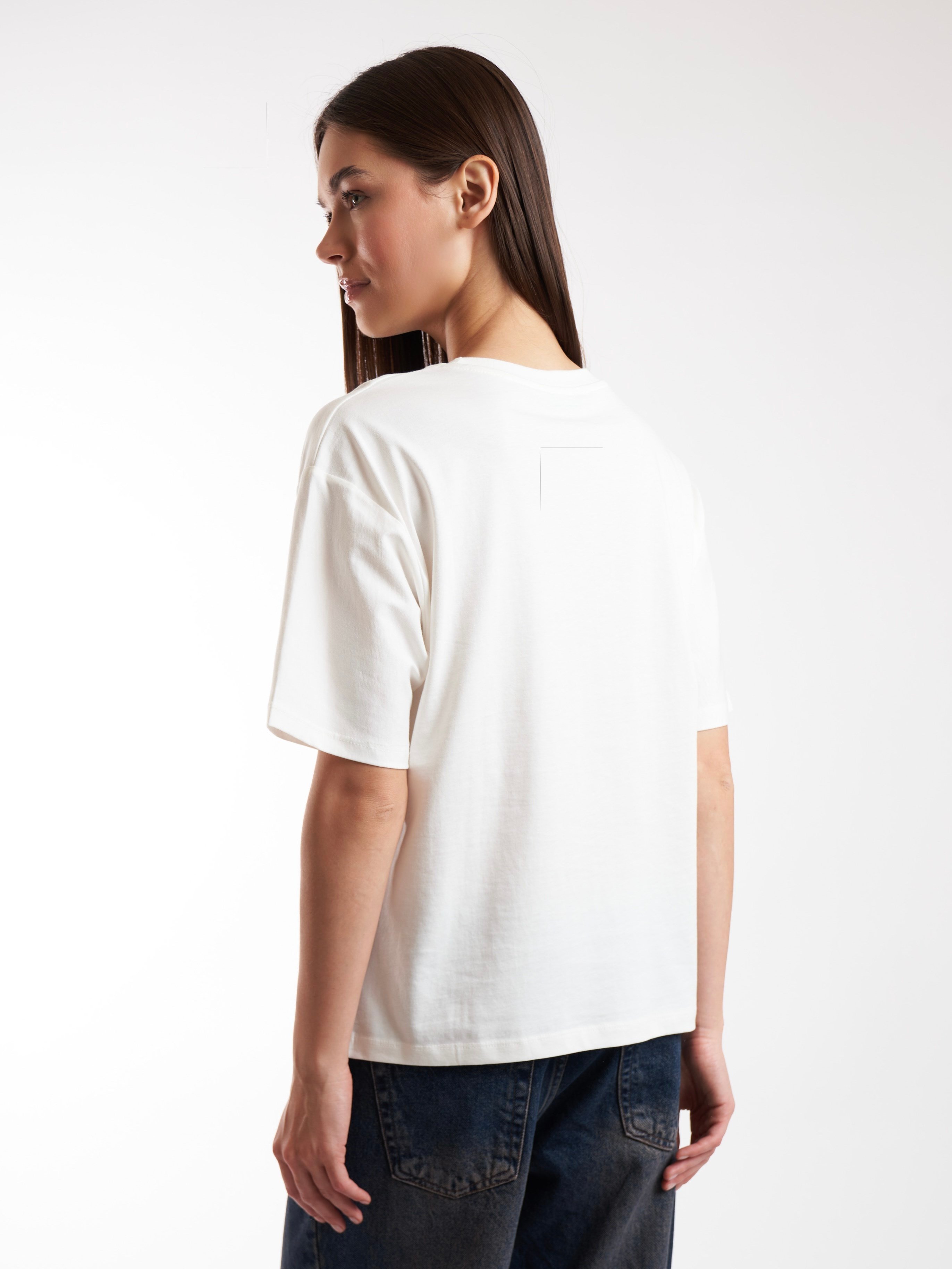 Baskılı Kısa Kol T-shirt Ekru