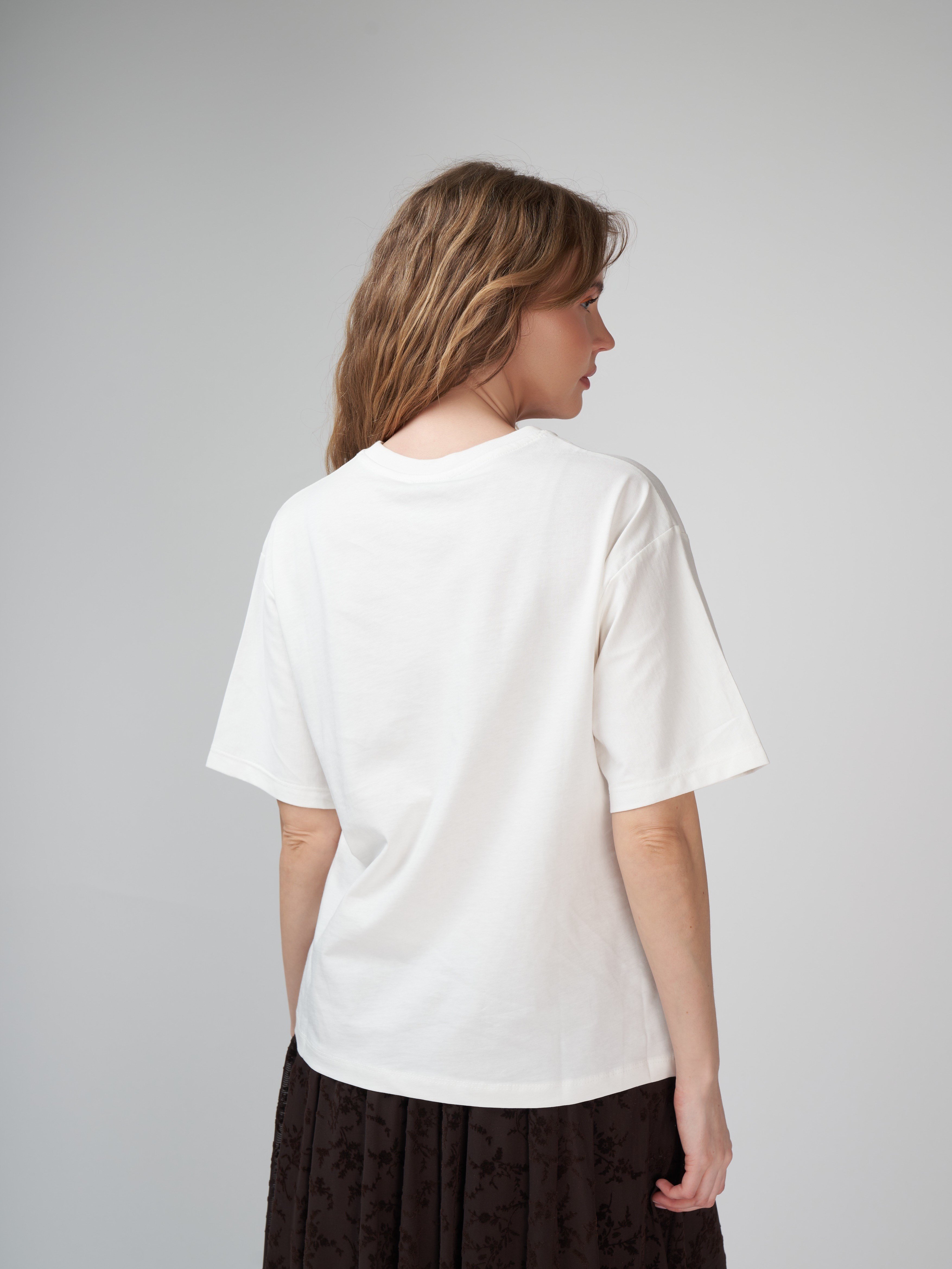 Baskılı Kısa Kol T-shirt Ekru