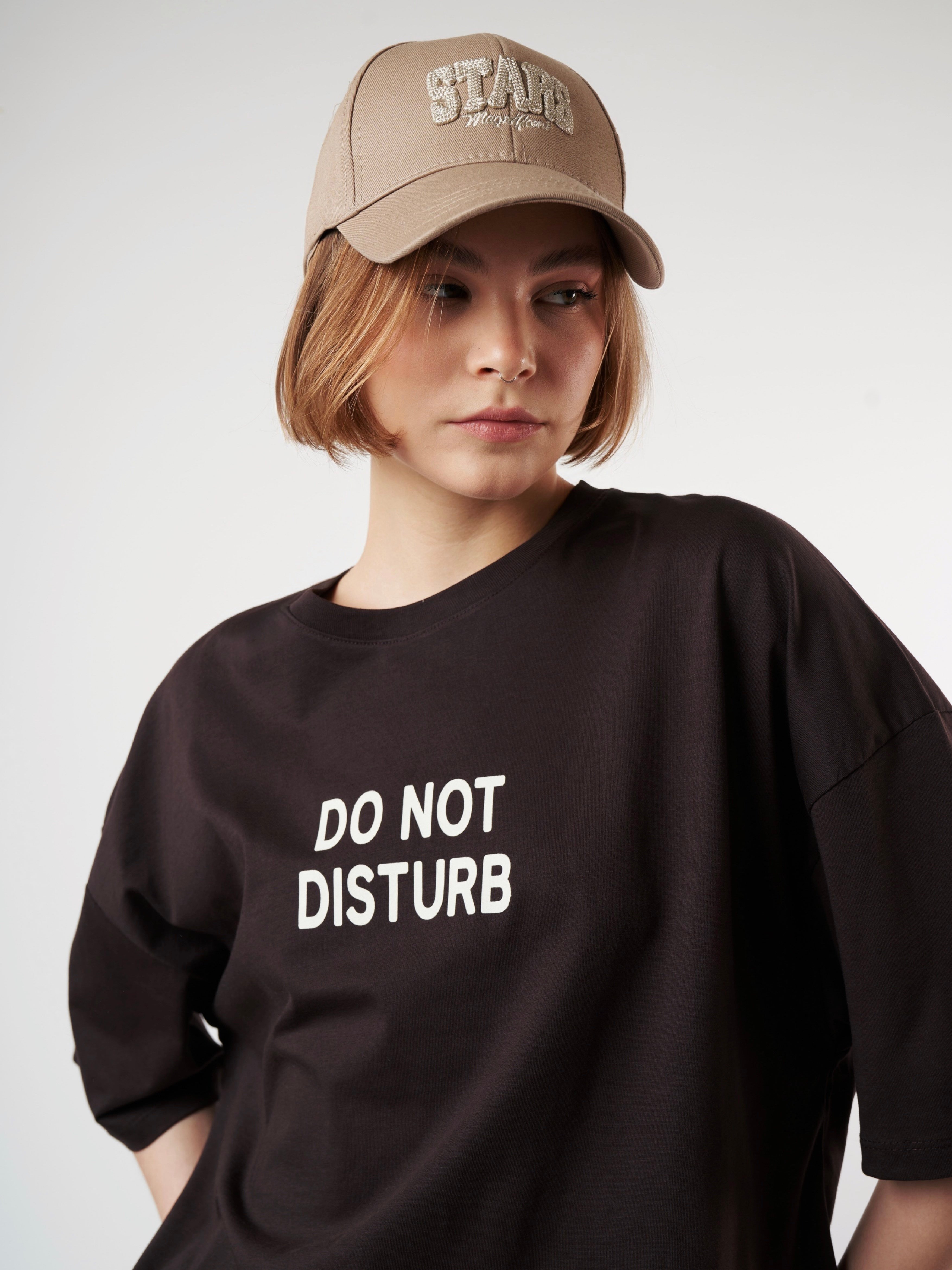 Baskılı Kısa Kol T-shirt Kahve
