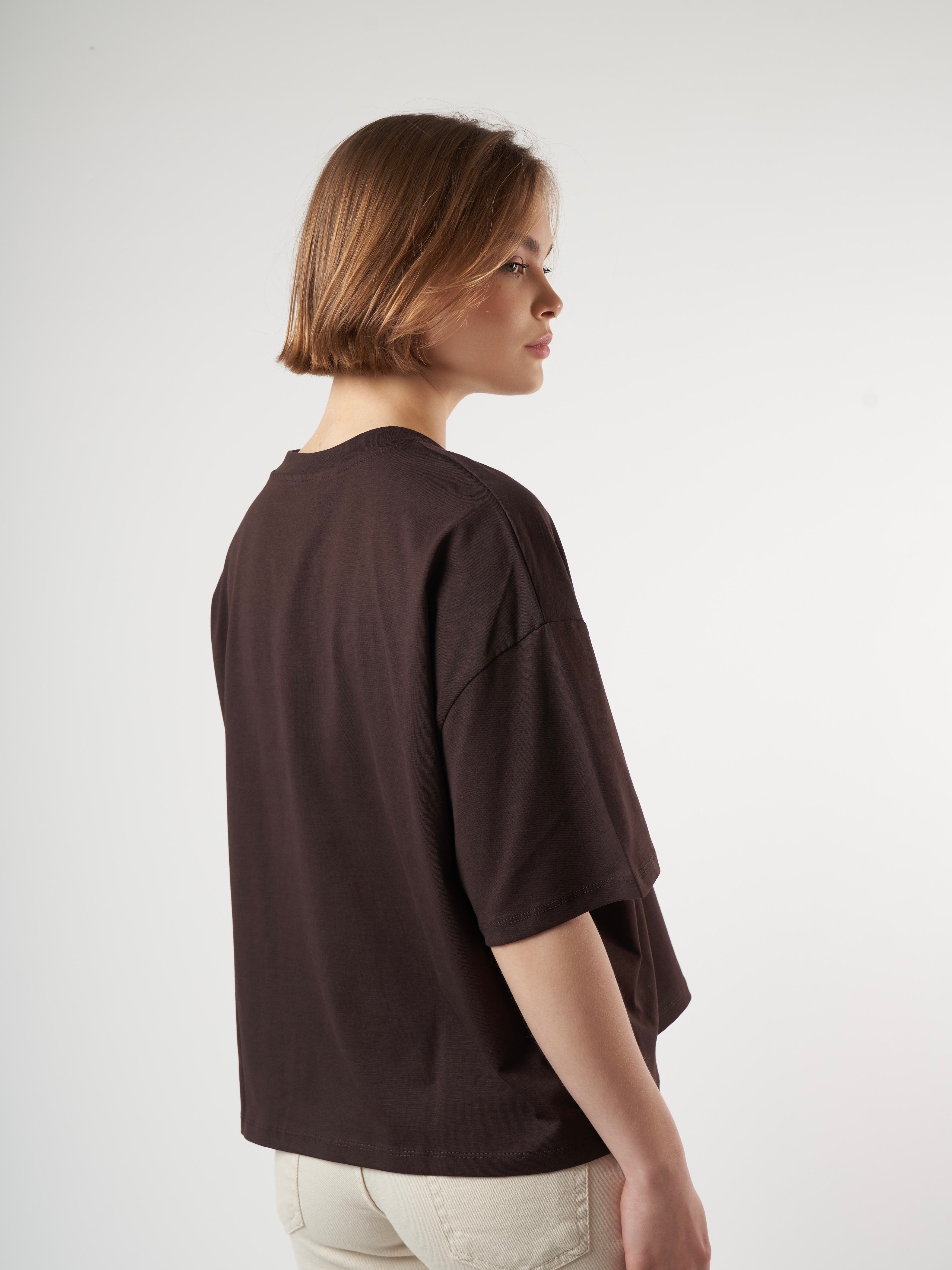 Baskılı Kısa Kol T-shirt Kahve