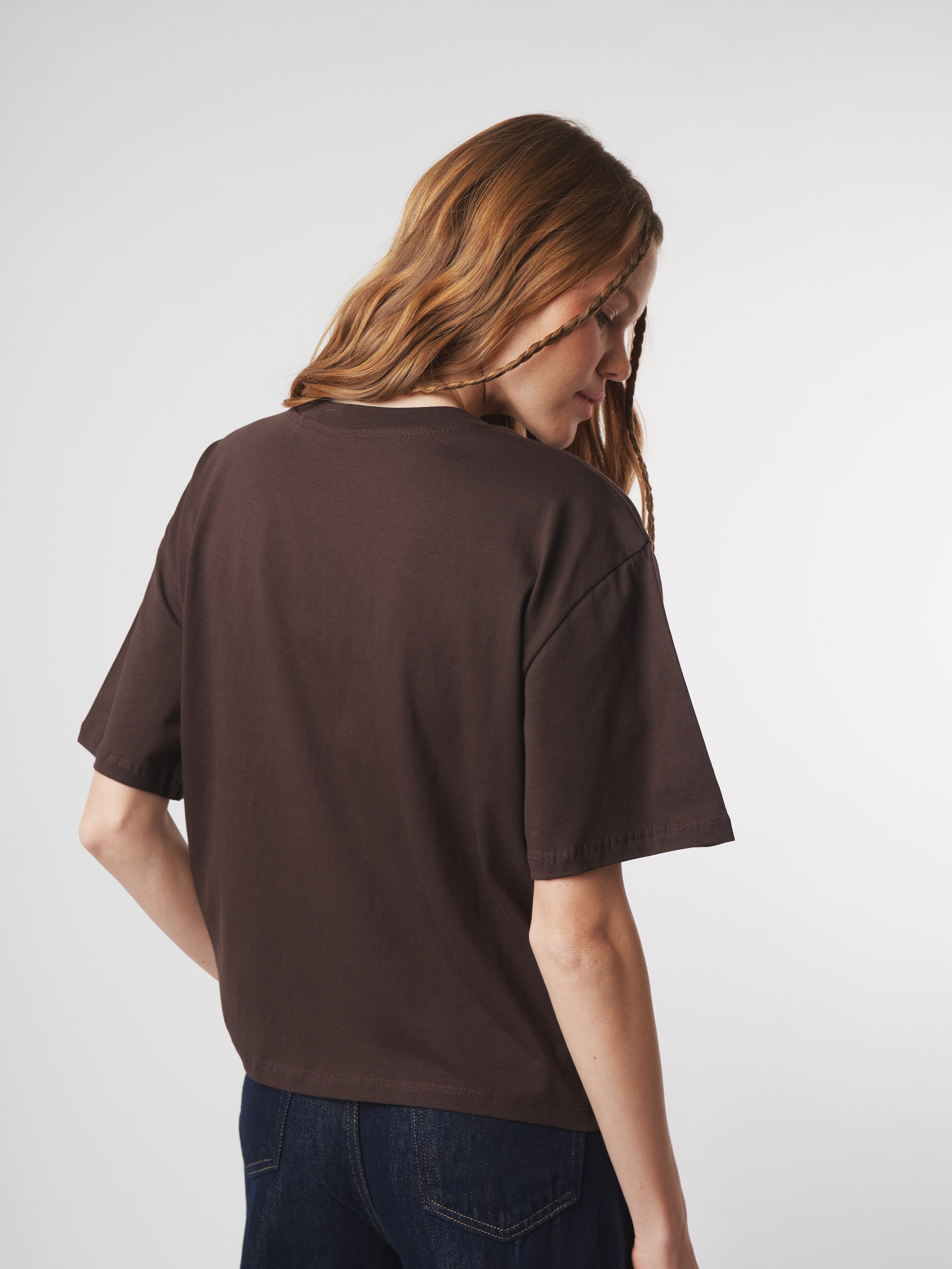 Baskılı Kısa Kol T-shirt Kahve