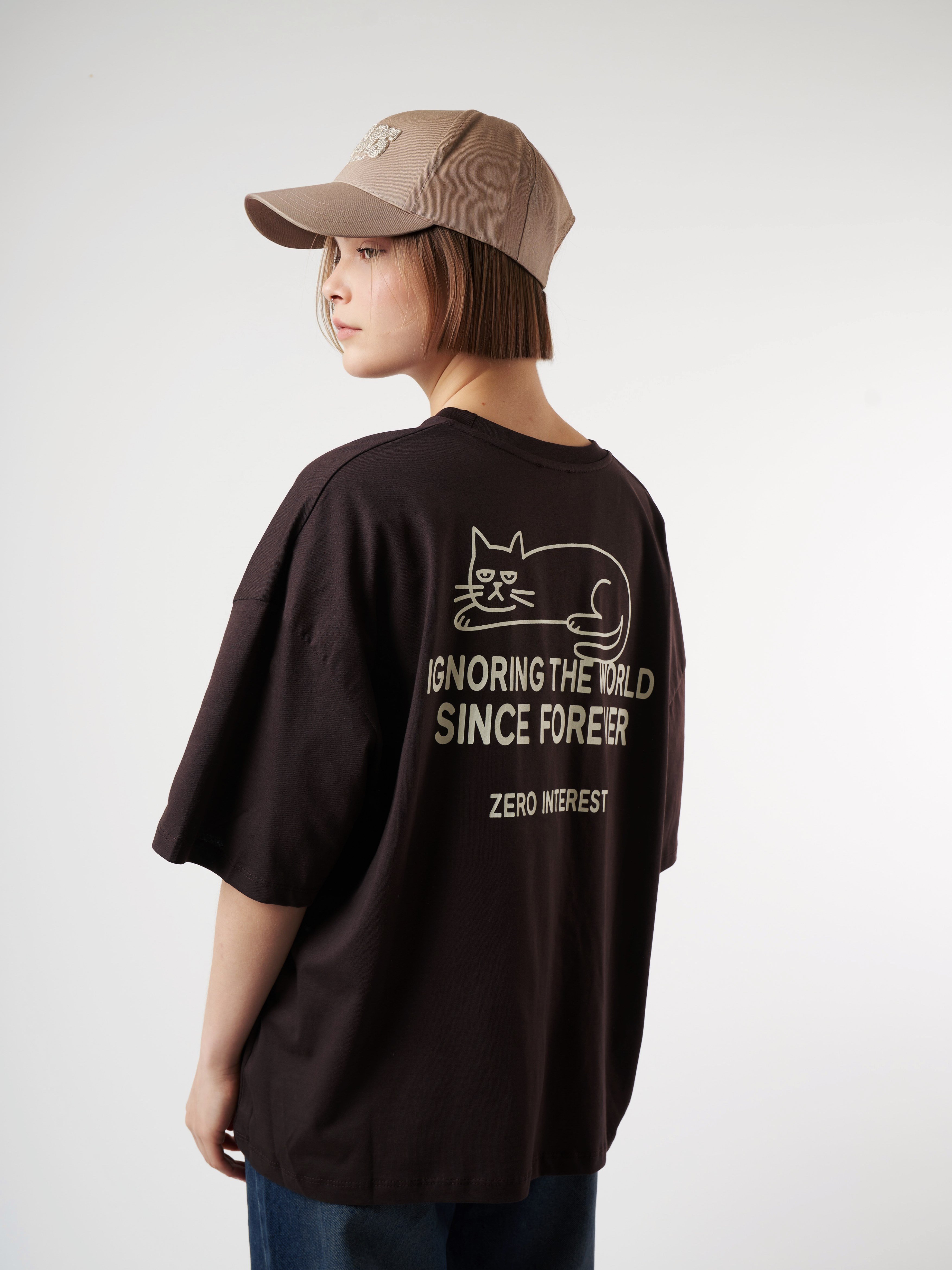 Baskılı Kısa Kol T-shirt Kahve