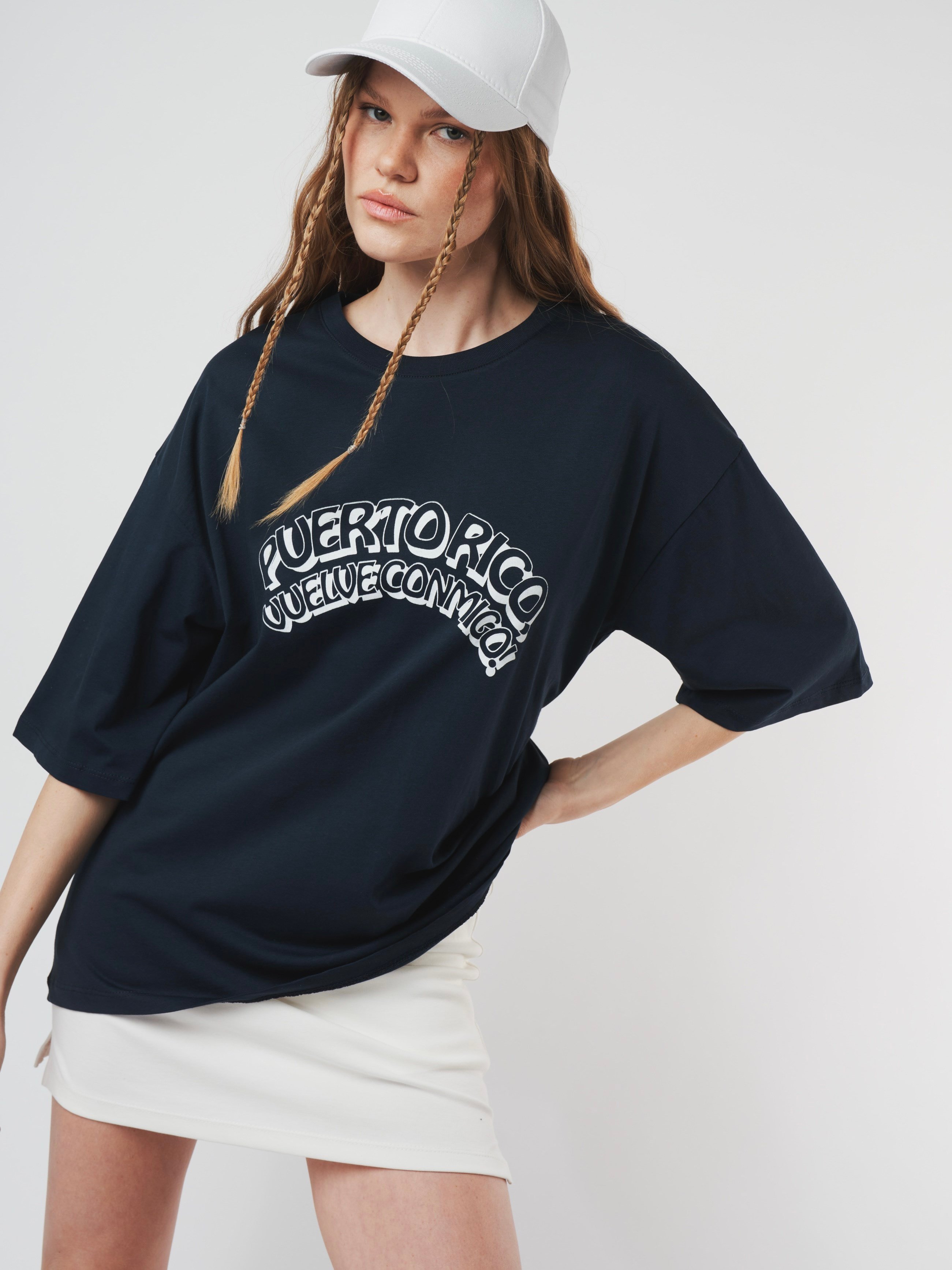 Baskılı Kısa Kol T-shirt Lacivert