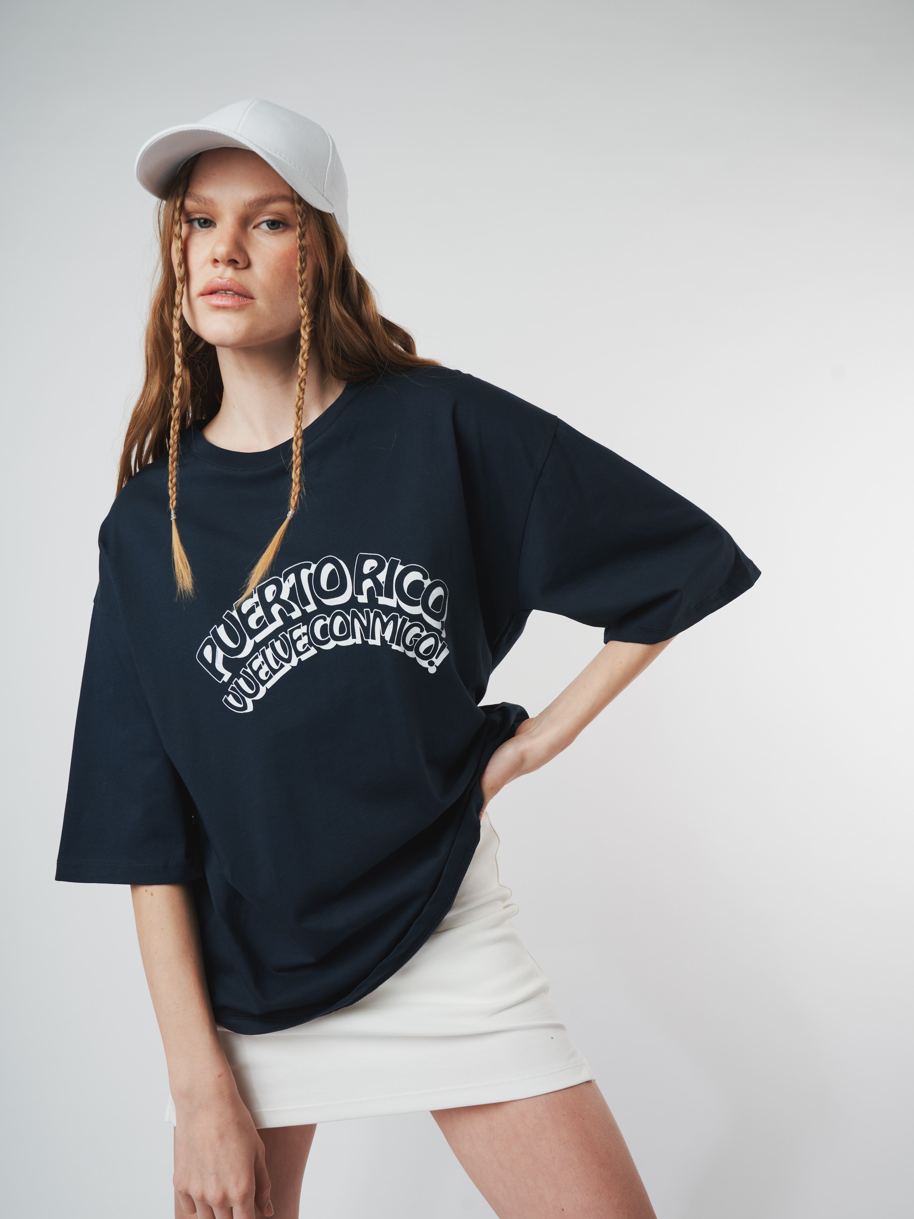Baskılı Kısa Kol T-shirt Lacivert