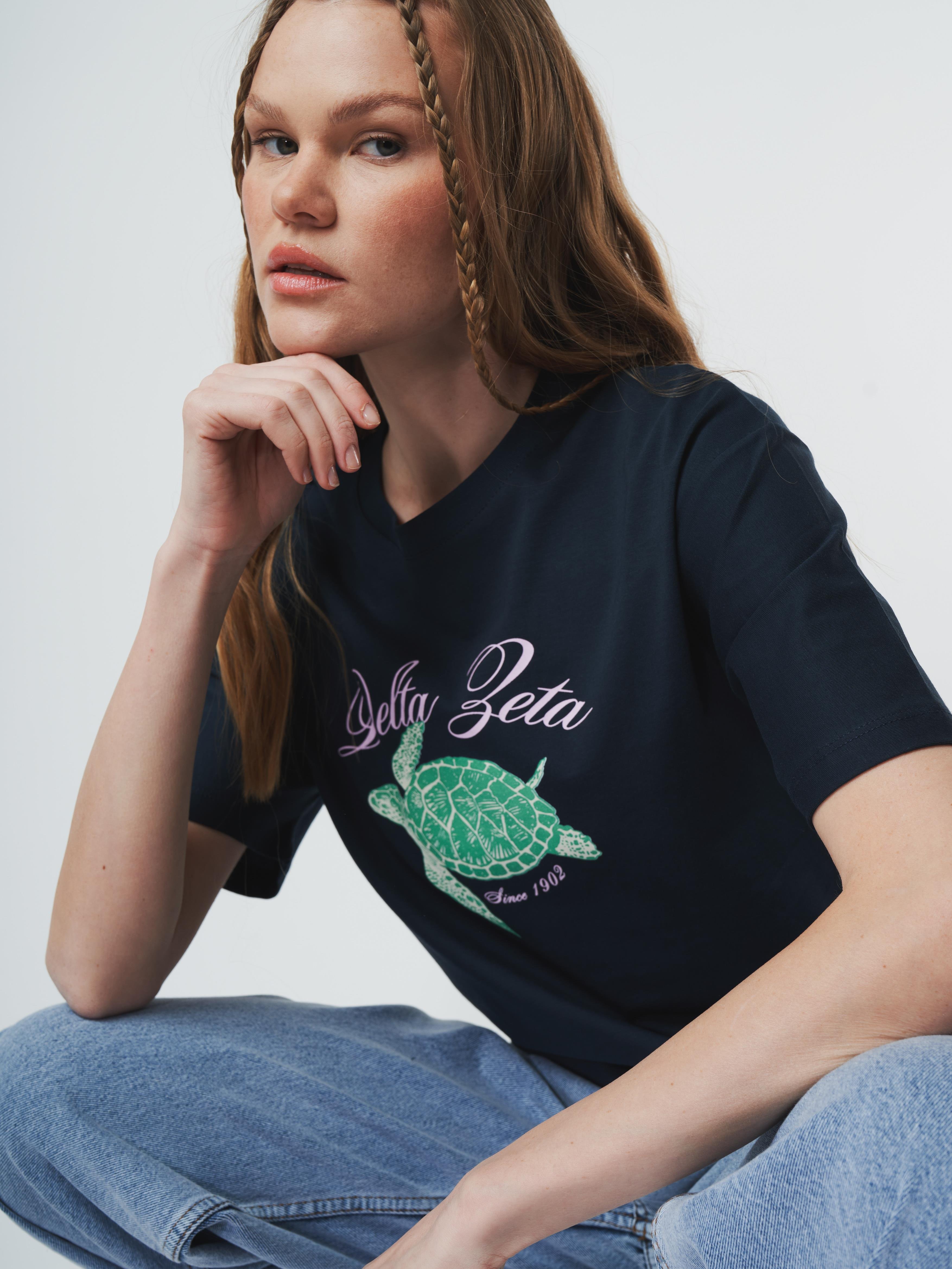 Baskılı Kısa Kol T-shirt Lacivert