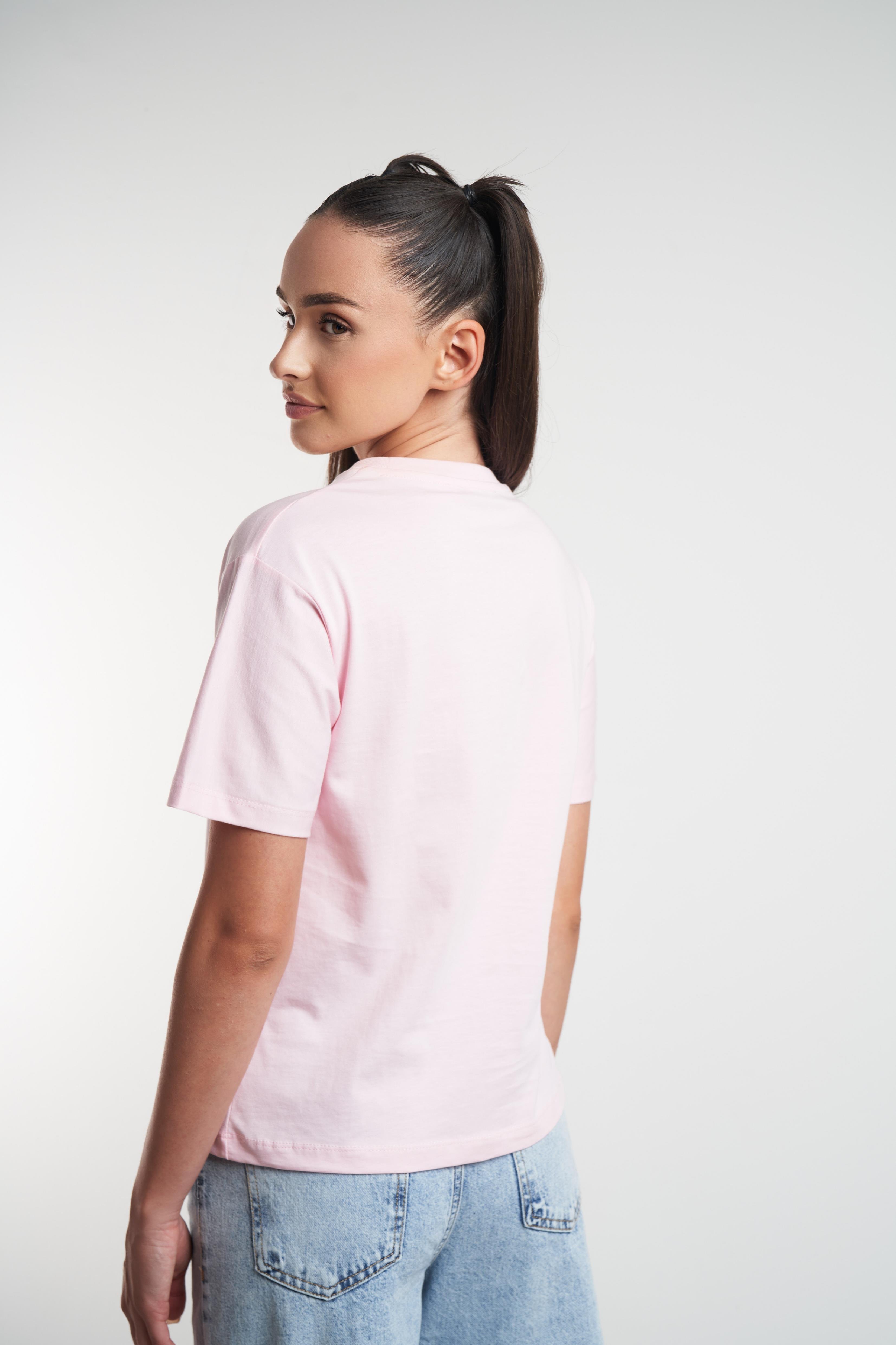 Baskılı Kısa Kol T-shirt Toz Pembe