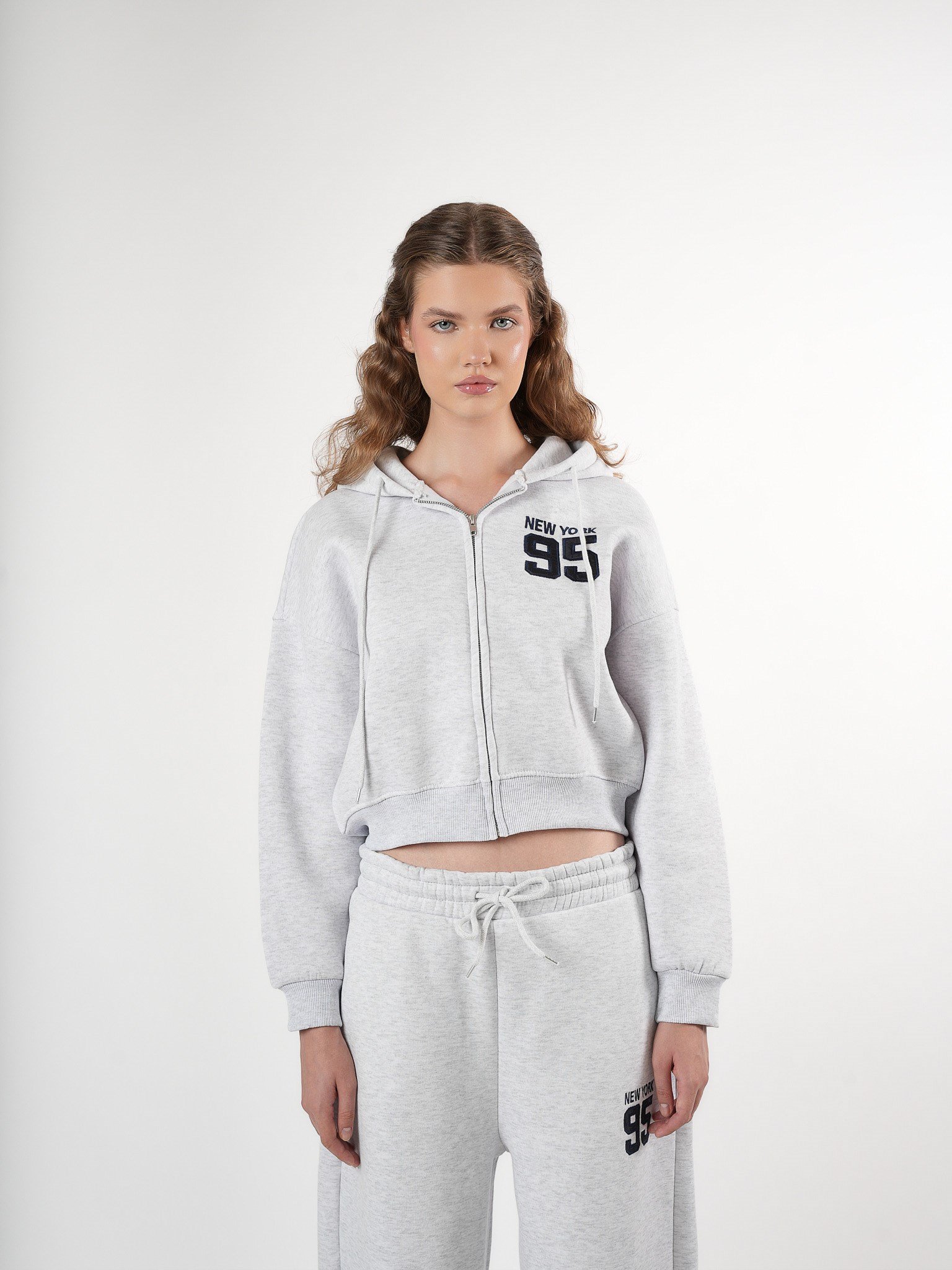 Baskılı Kısa Sweatshirt Karmelanj
