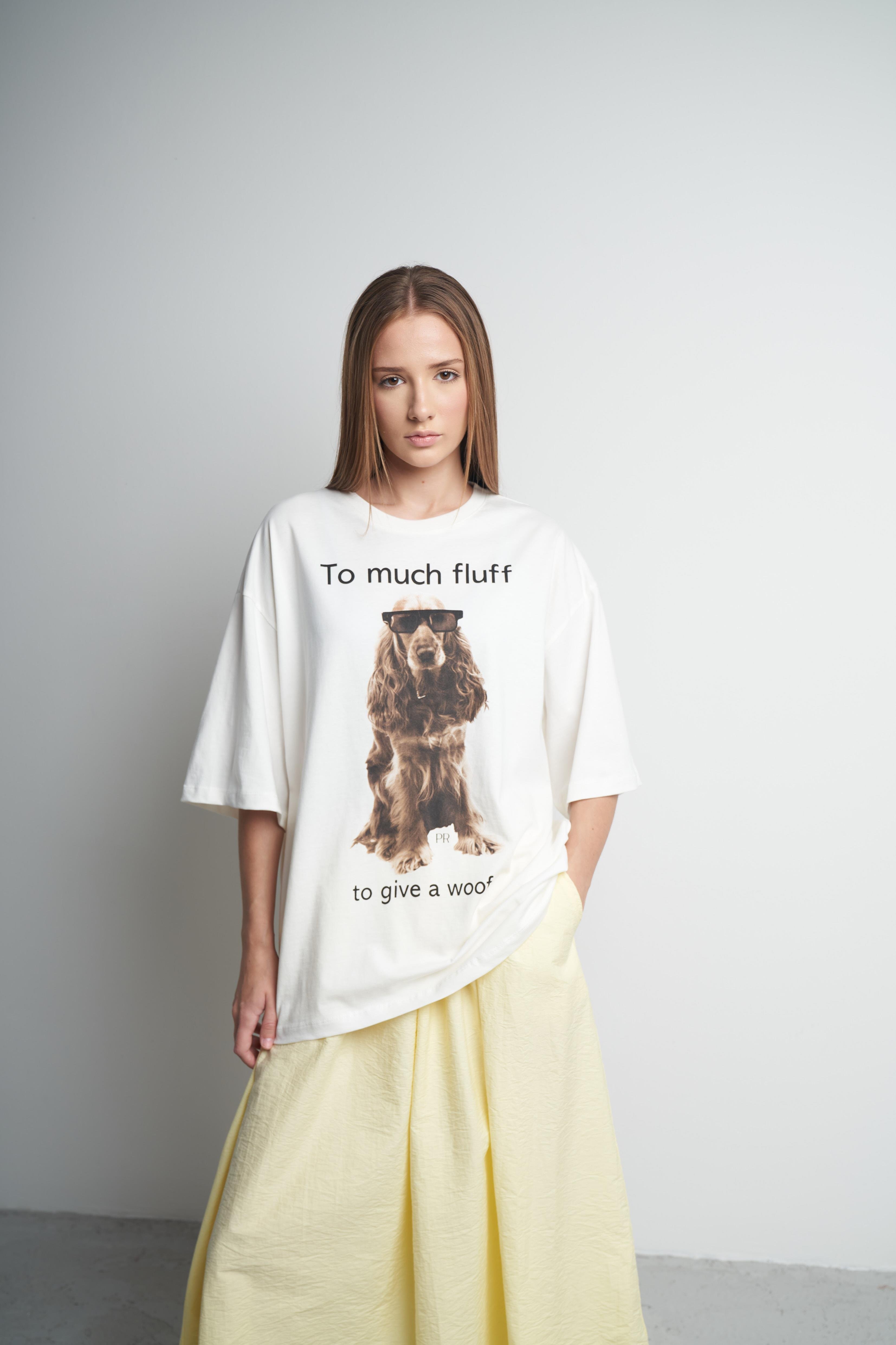 Baskılı Oversize Kısa Kol T-shirt Ekru