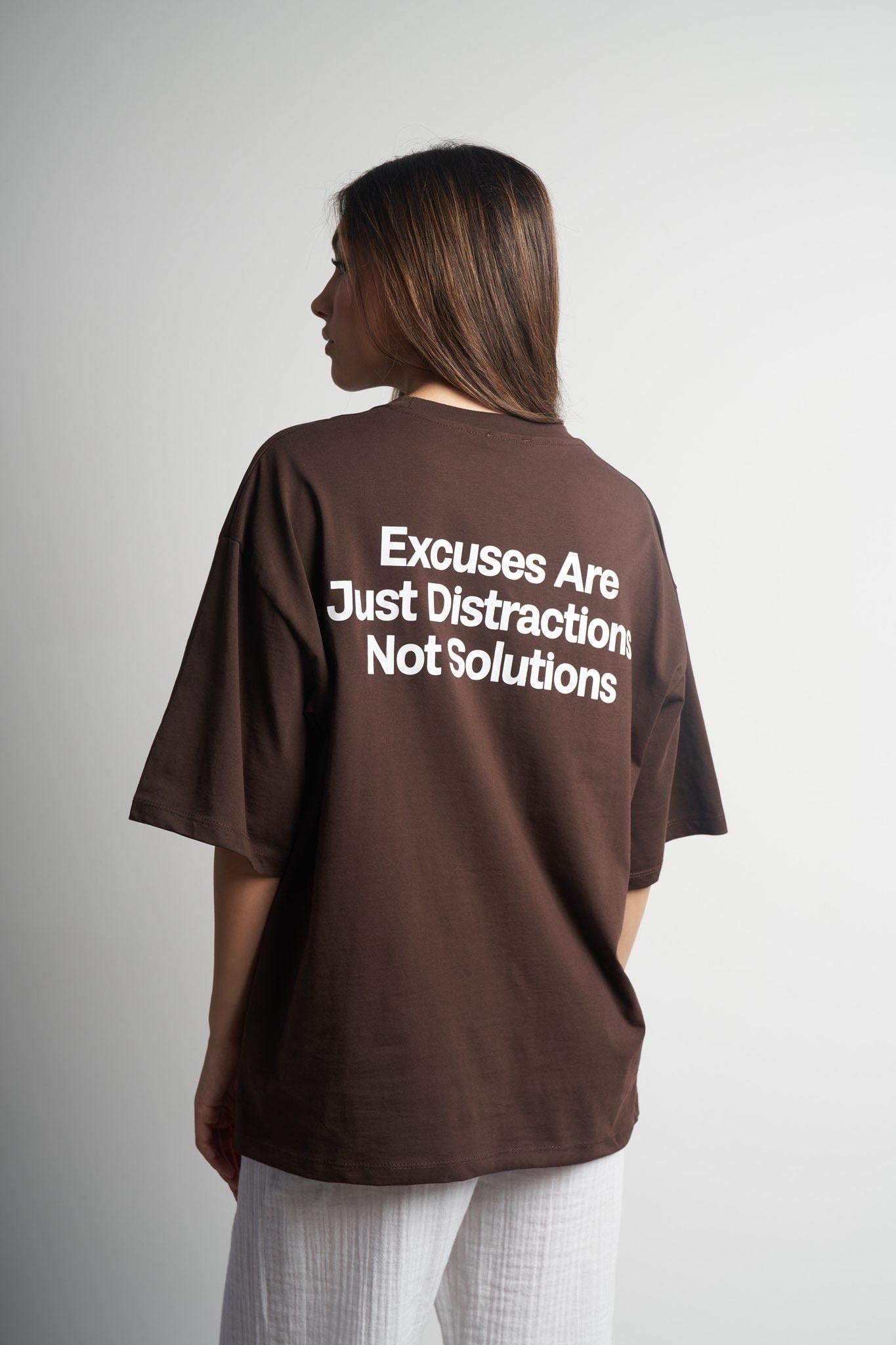 Baskılı Oversize Kısa Kol T-shirt Kahve