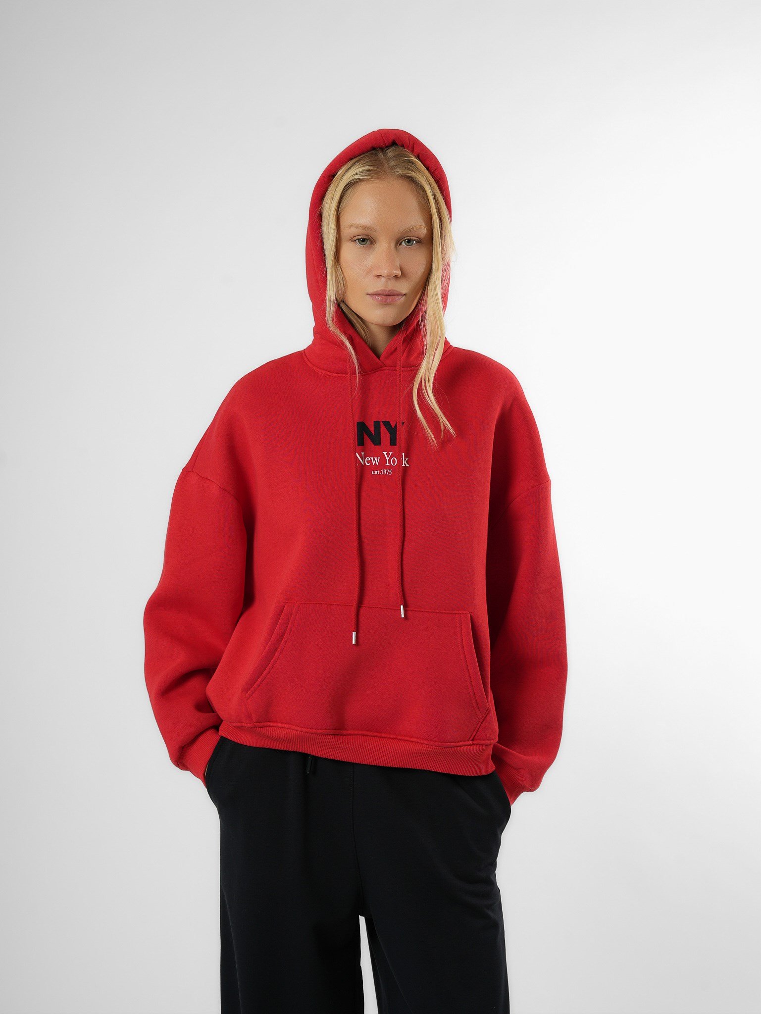 Baskılı Şardonlu Sweatshirt Kırmızı