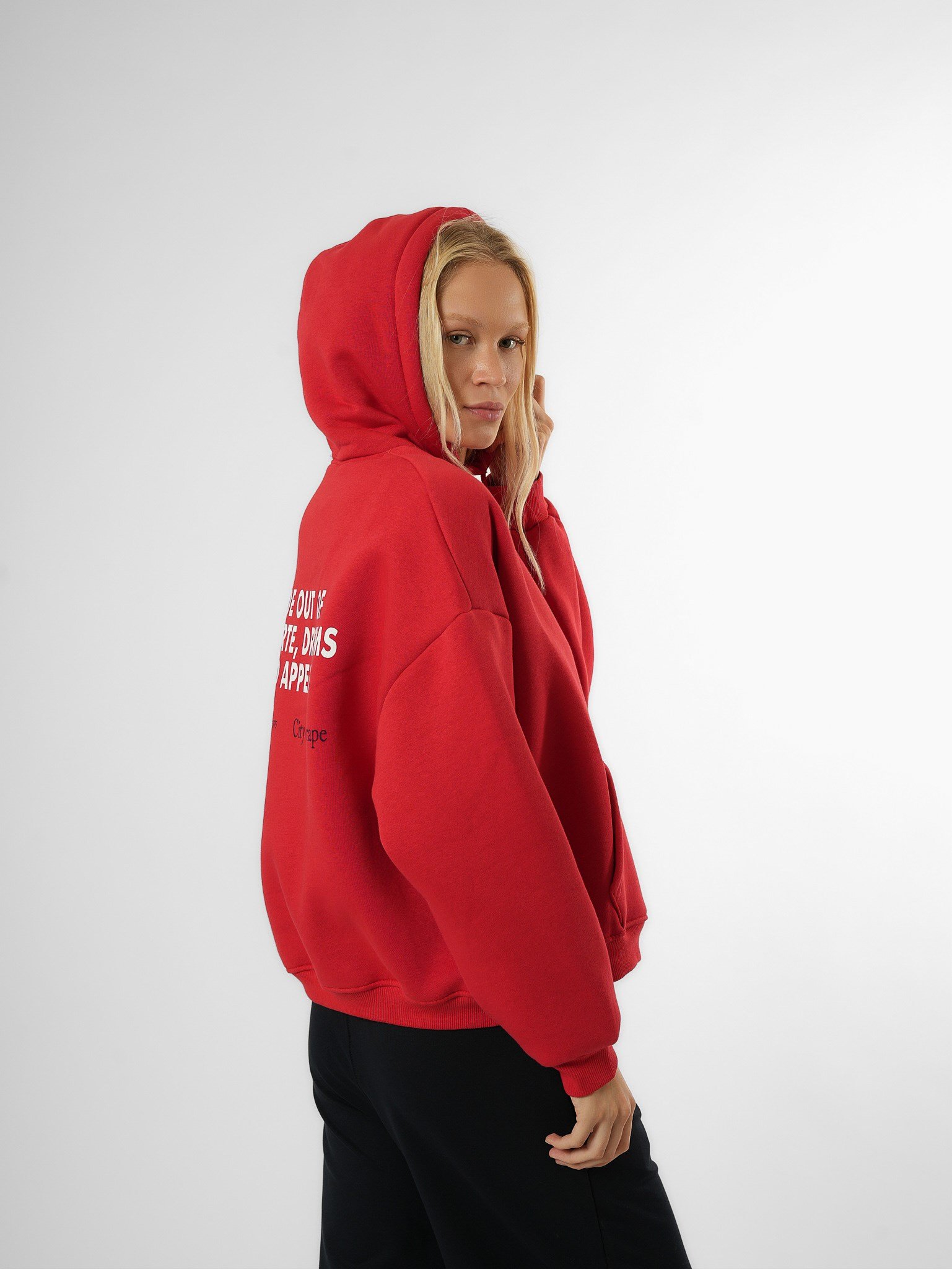 Baskılı Şardonlu Sweatshirt Kırmızı