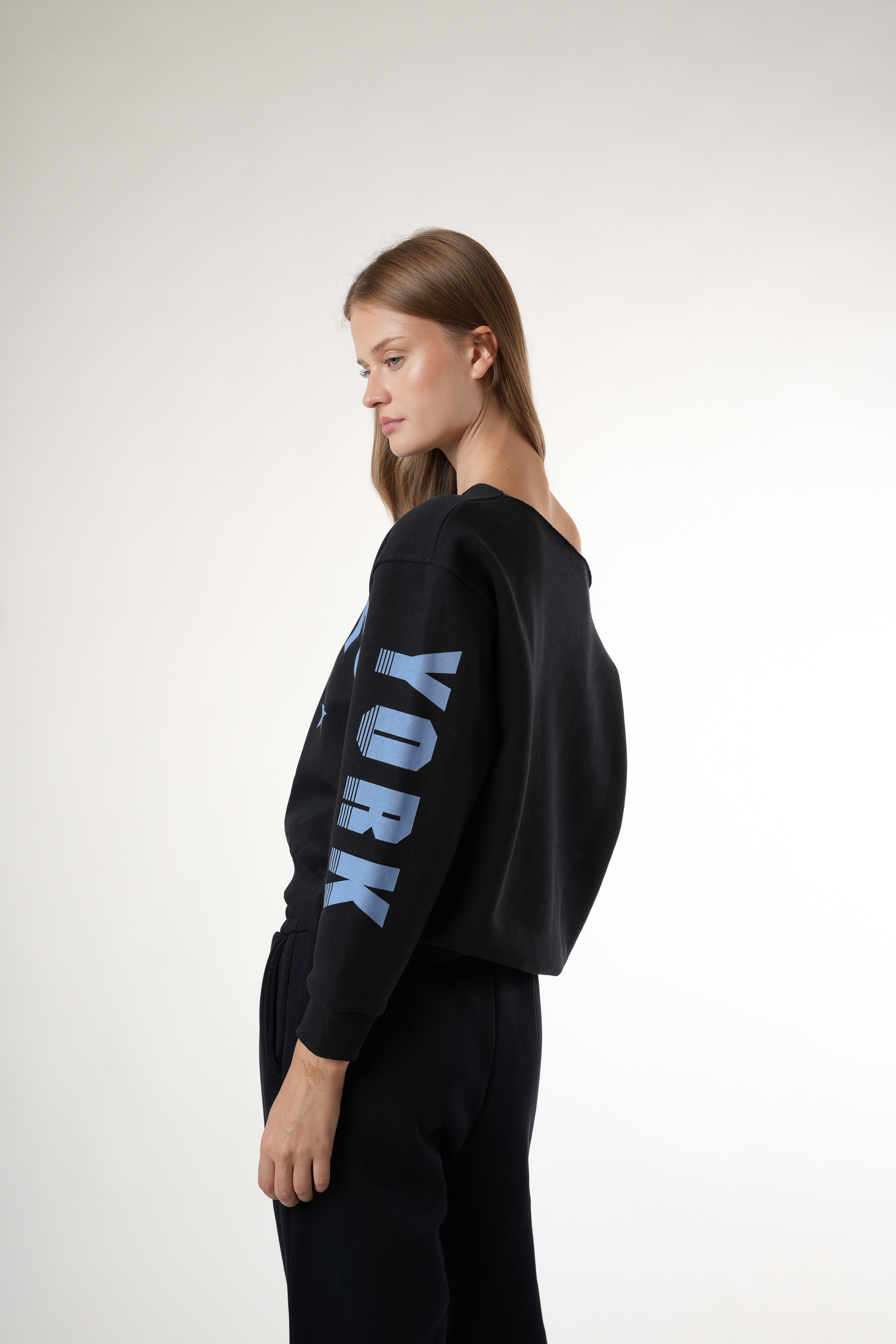 Baskılı Şardonlu Sweatshirt Koyu Lacivert