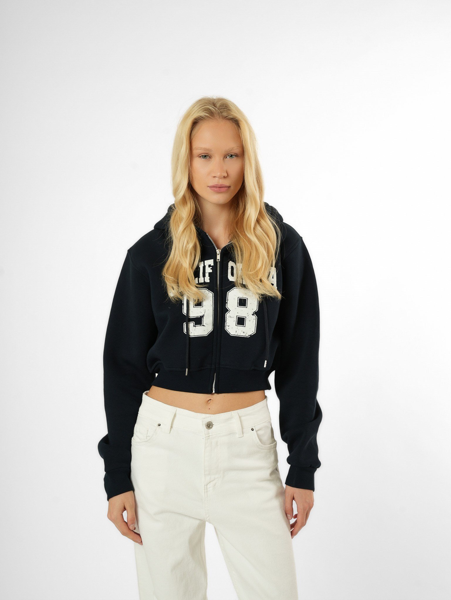 Baskılı Şardonlu Sweatshirt Lacivert