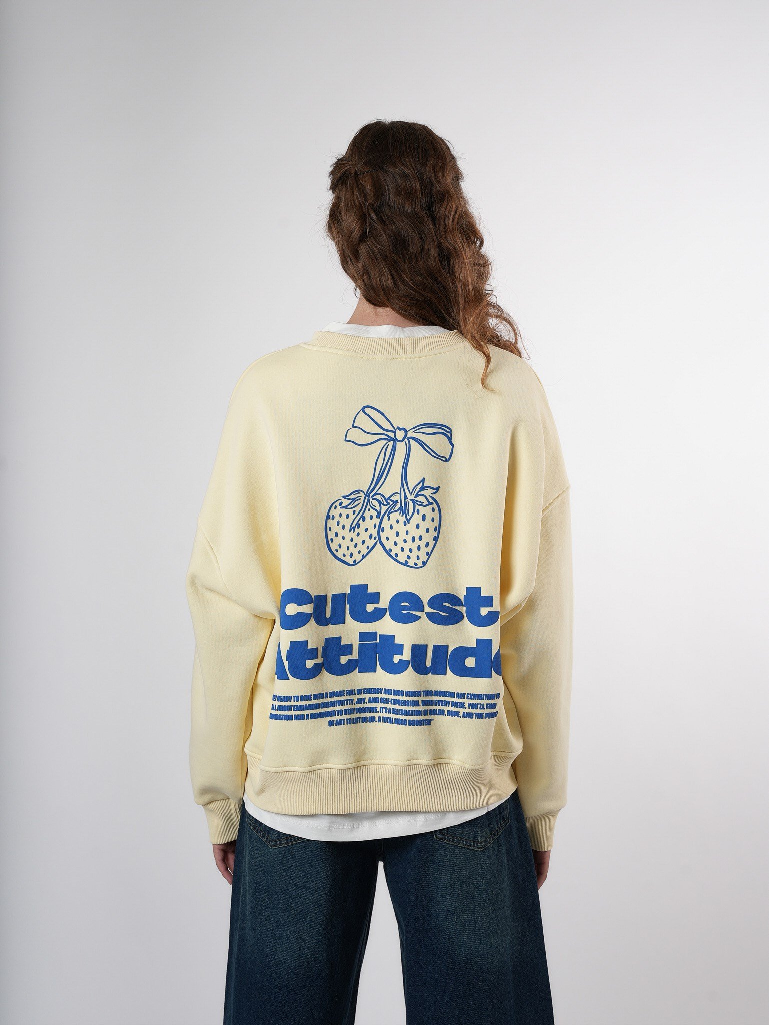Baskılı Şardonlu Sweatshirt Sarı
