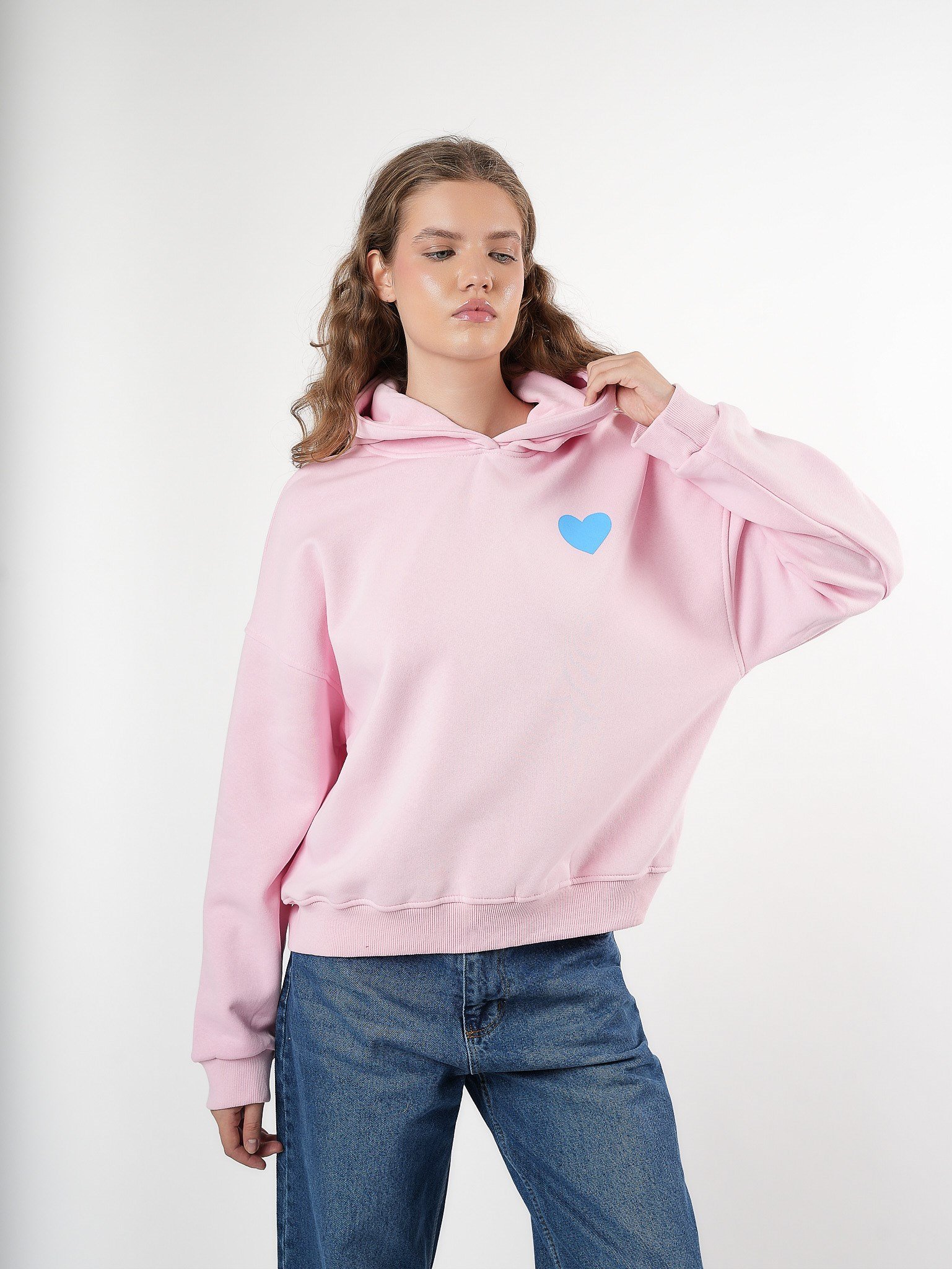 Baskılı Şardonlu Sweatshirt Toz Pembe