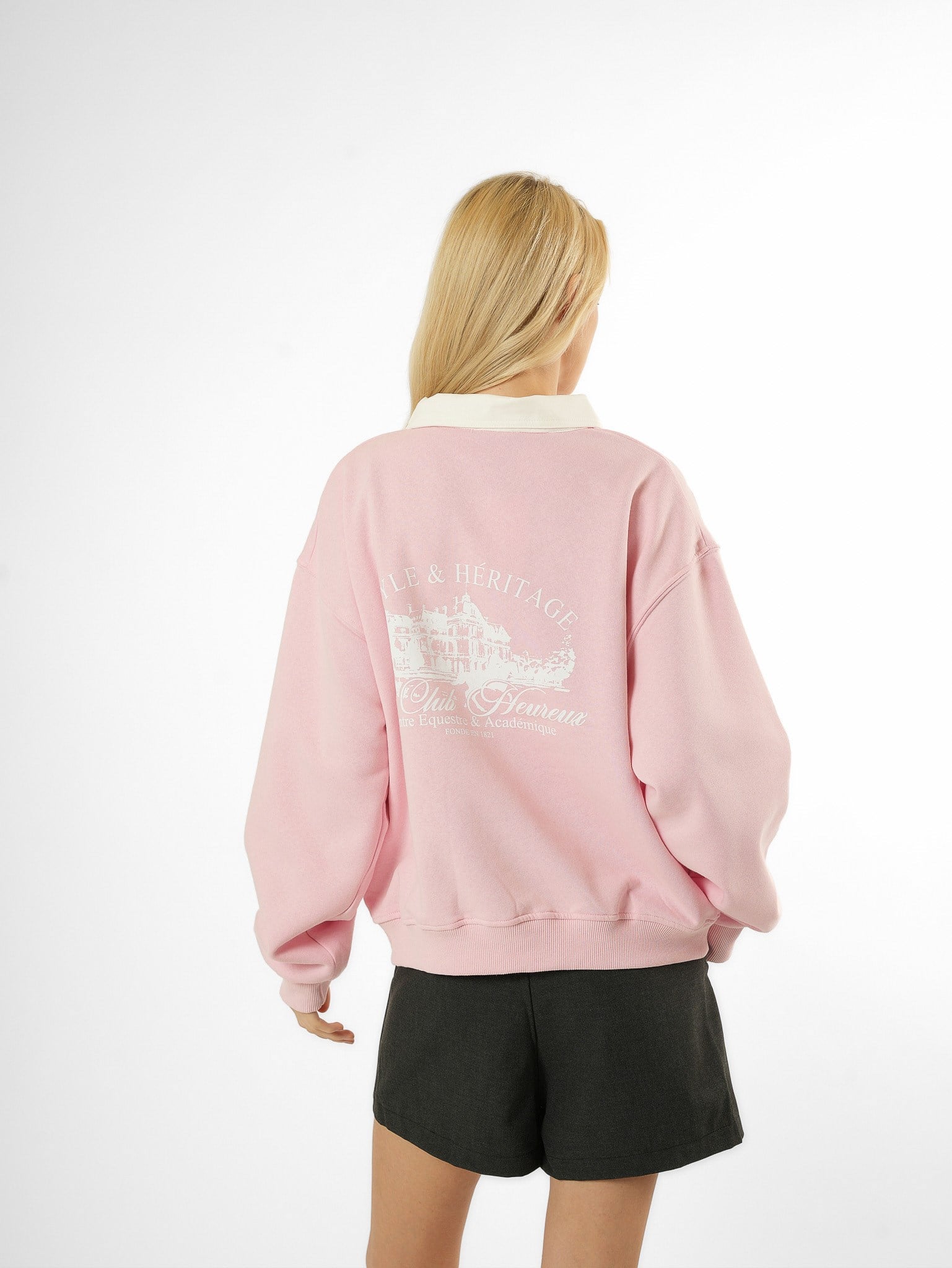 Baskılı Şardonlu Sweatshirt Toz Pembe