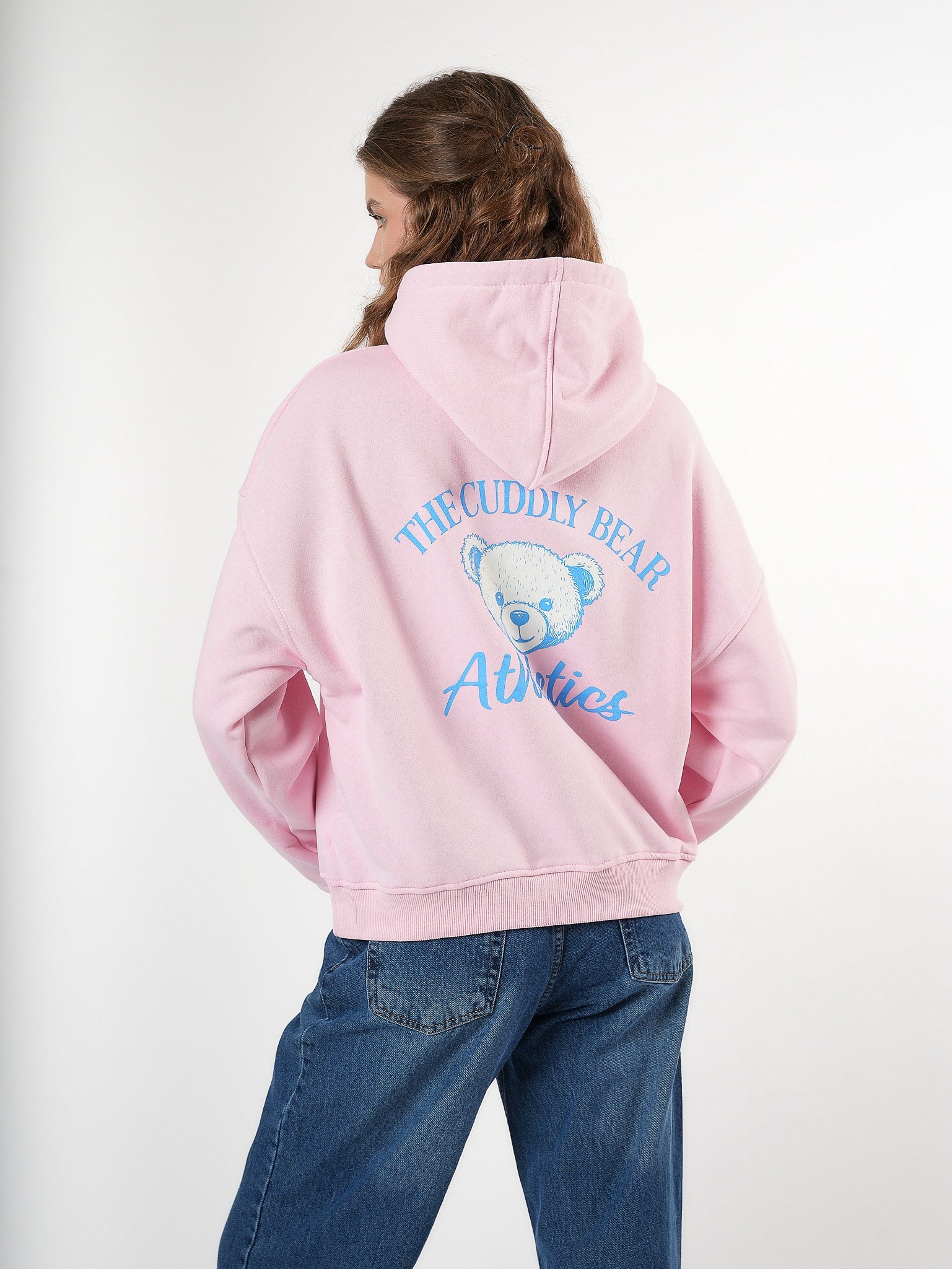Baskılı Şardonlu Sweatshirt Toz Pembe
