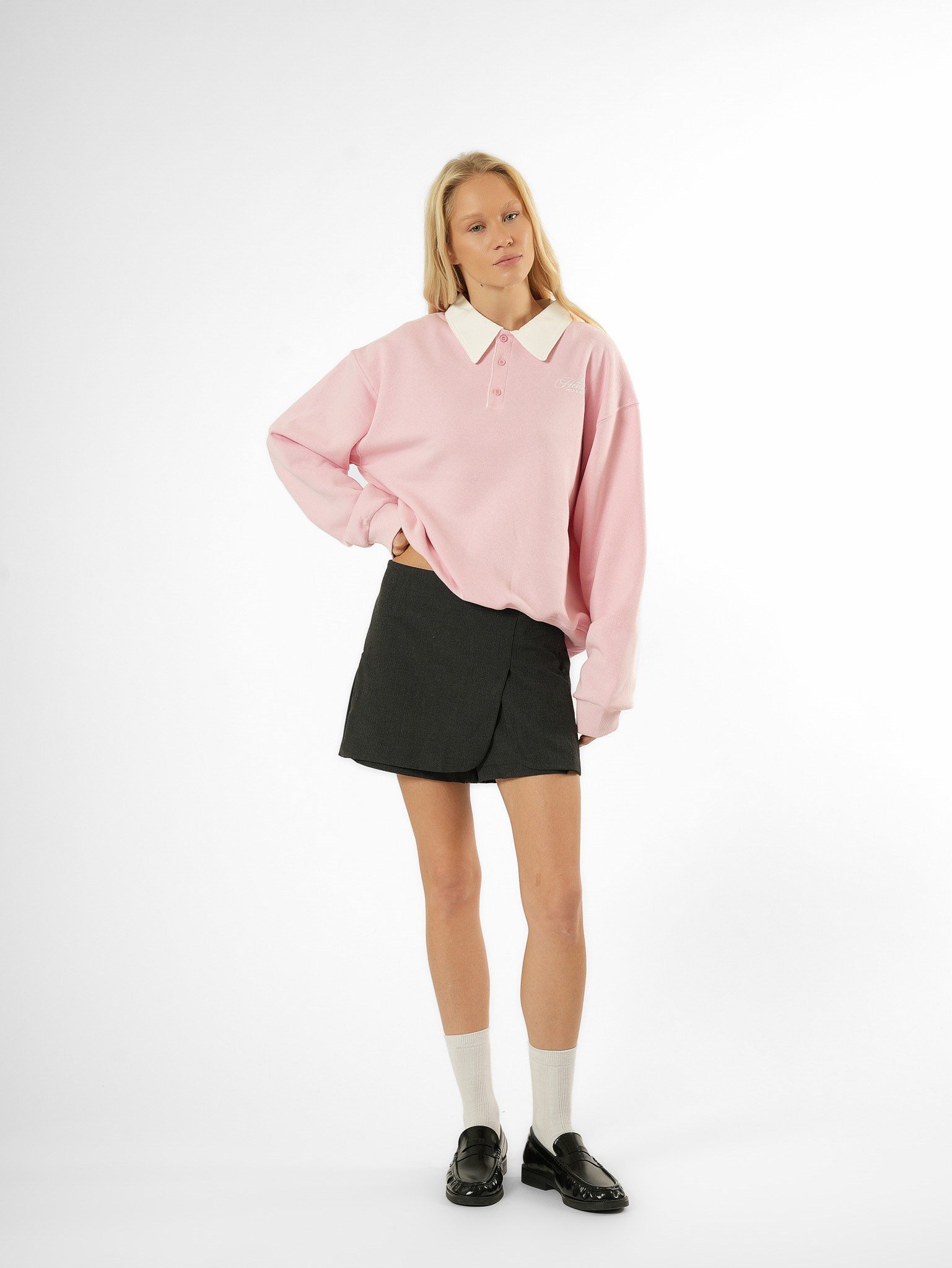 Baskılı Şardonlu Sweatshirt Toz Pembe