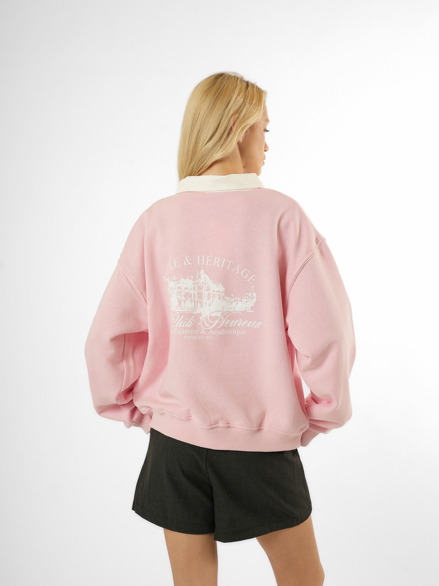 Baskılı Şardonlu Sweatshirt Toz Pembe