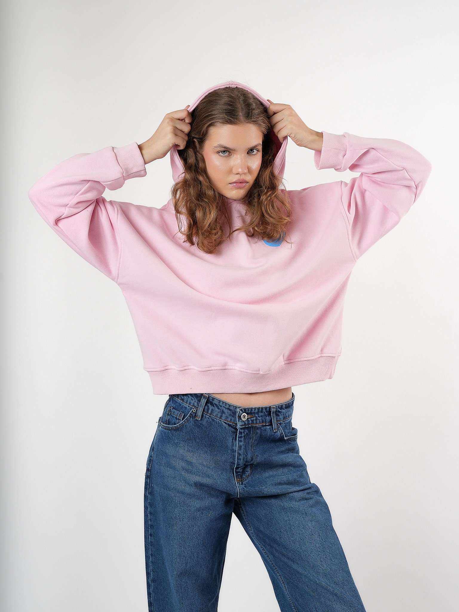 Baskılı Şardonlu Sweatshirt Toz Pembe