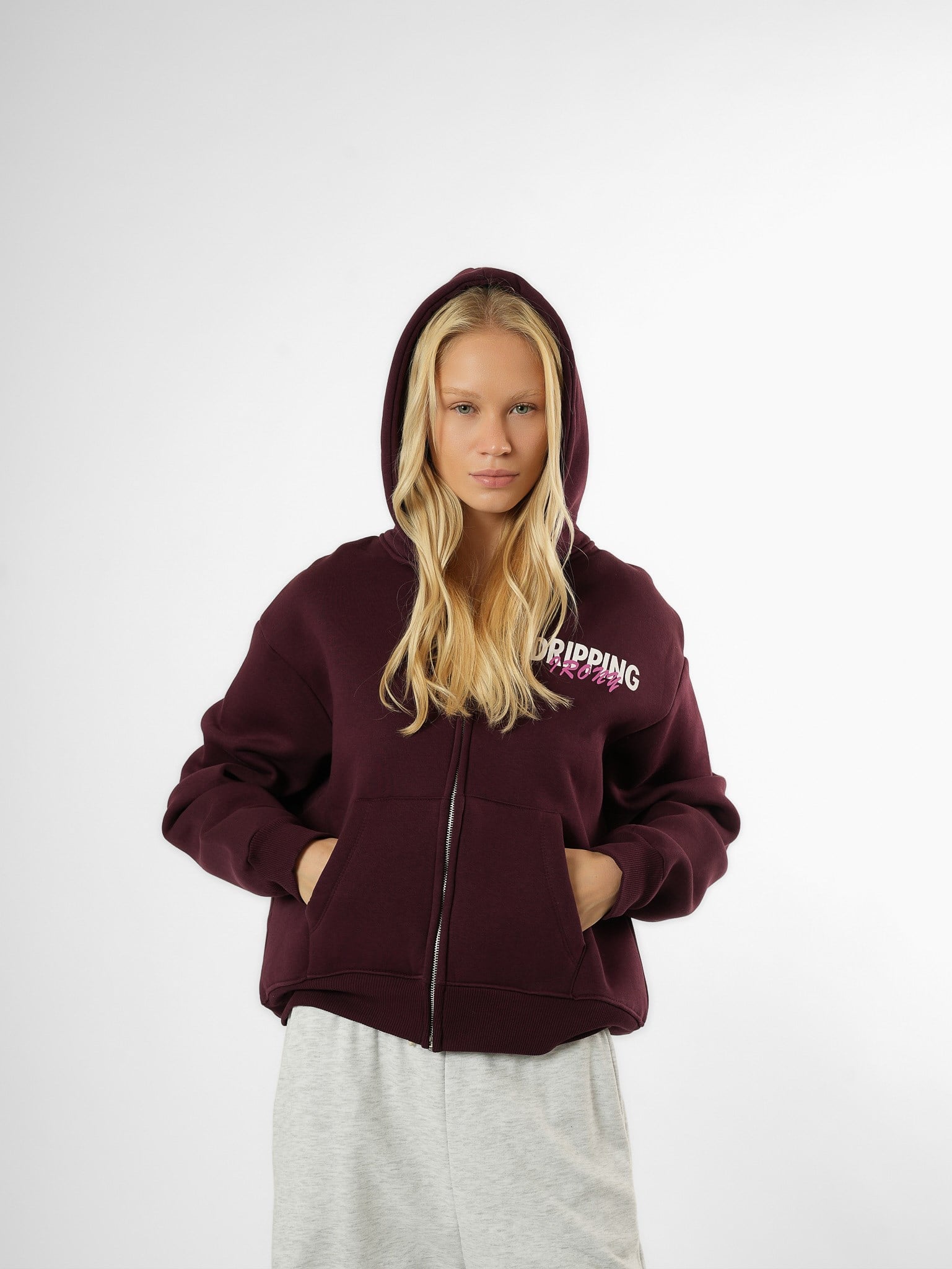 Baskılı Sweatmont Mürdüm