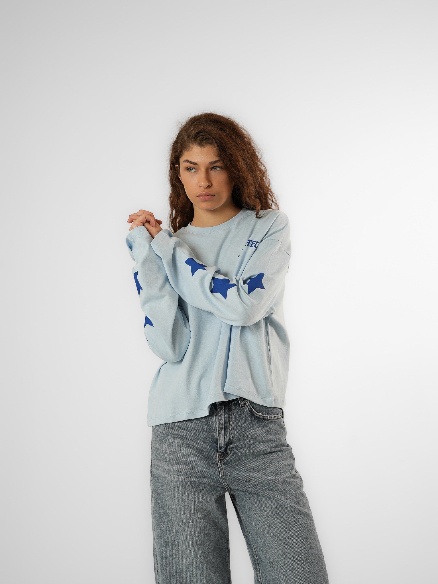 Baskılı Uzun Kol T-shirt Bebe Mavi