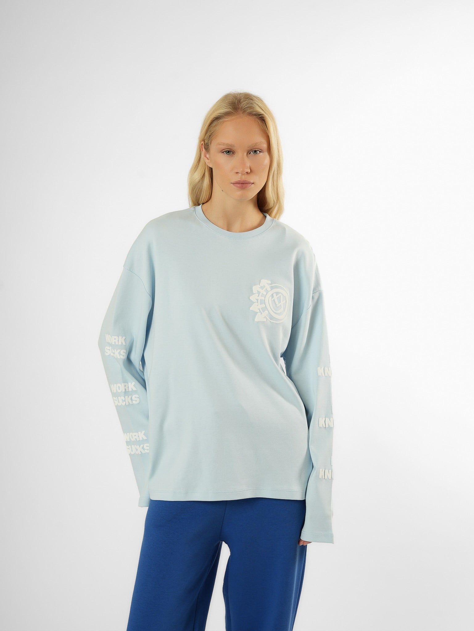 Baskılı Uzun Kol T-shirt Bebe Mavi