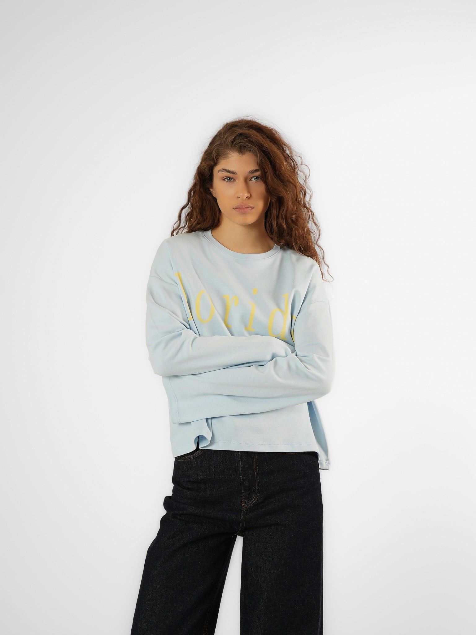 Baskılı Uzun Kol T-shirt Bebe-Mavi
