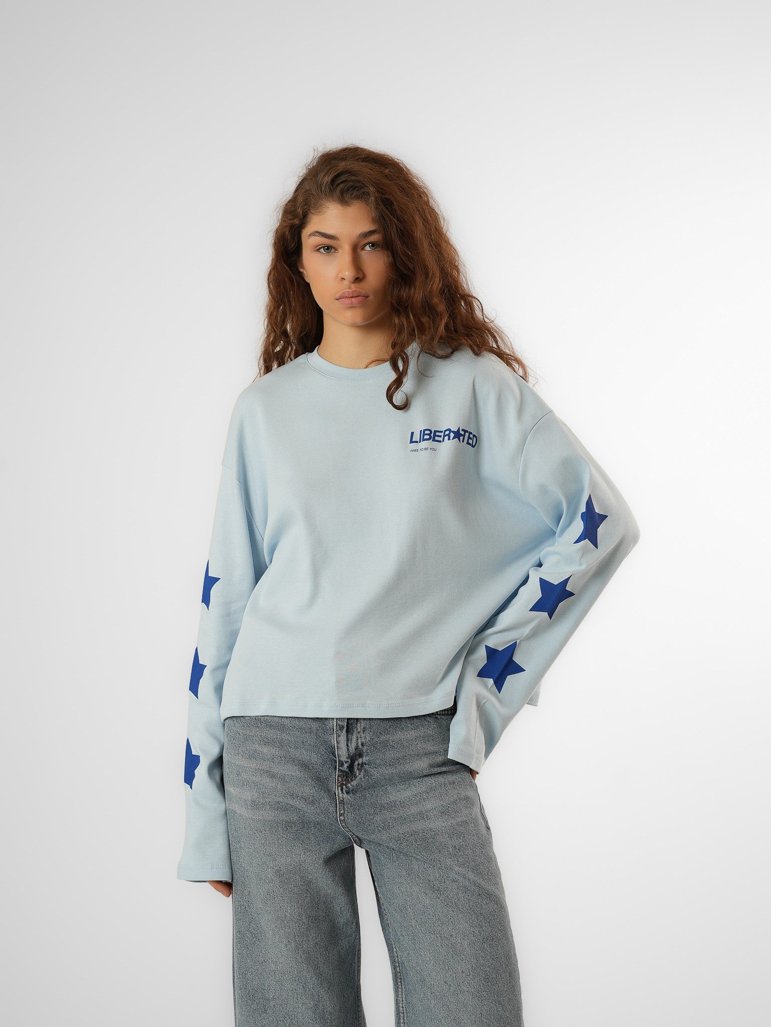 Baskılı Uzun Kol T-shirt Bebe Mavi