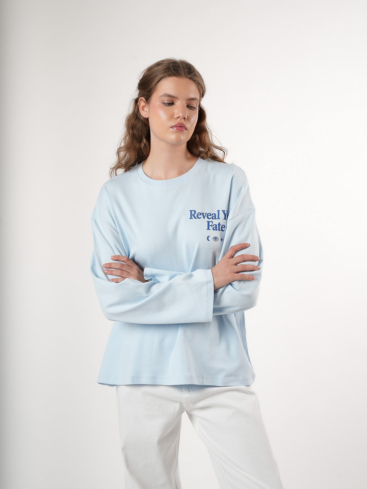 Baskılı Uzun Kol T-shirt Bebe Mavi